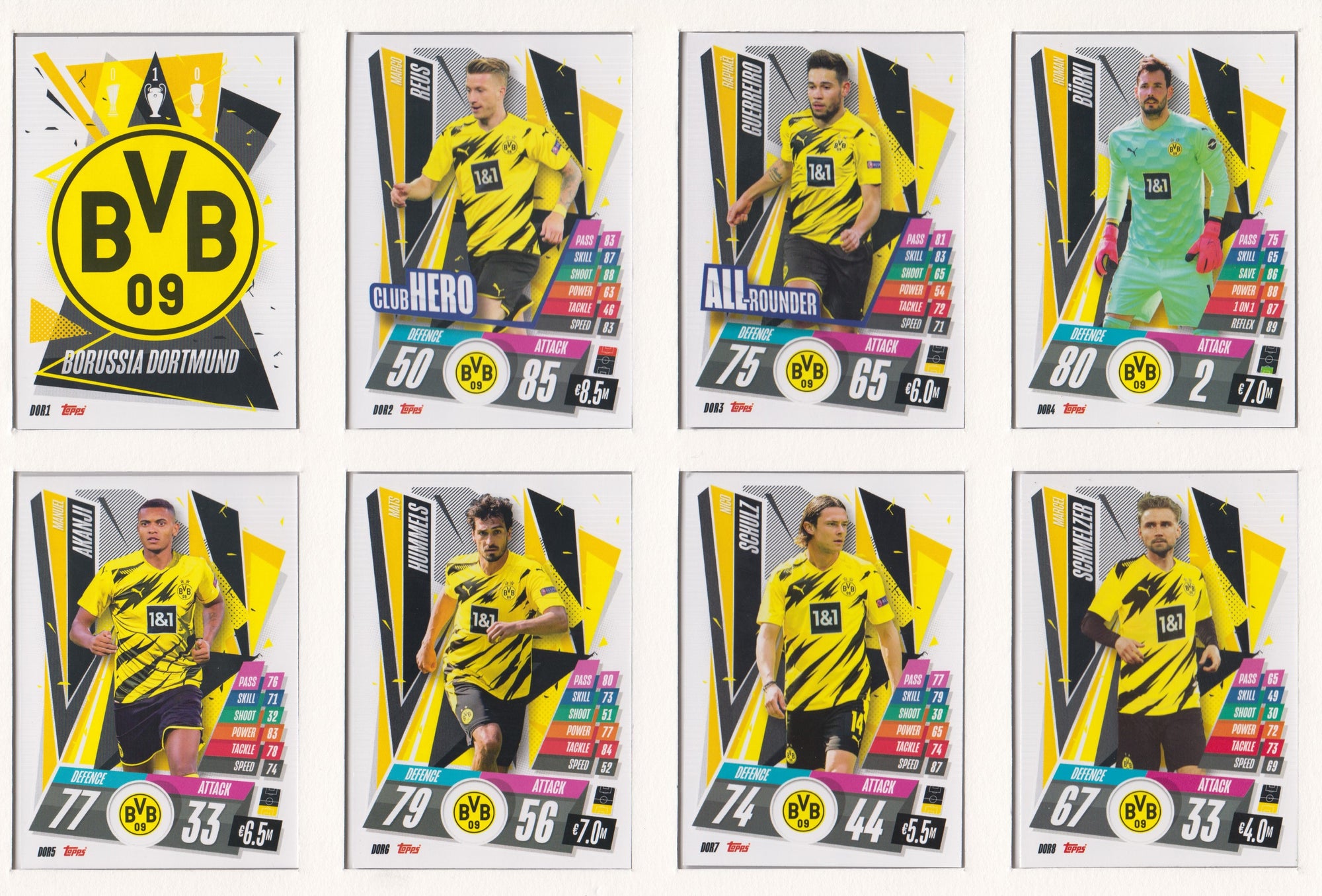 BORUSSIA DORTMUND KOMPLETT SETT MED TOPPS CHAMPIONS LEAGUE 2020/21