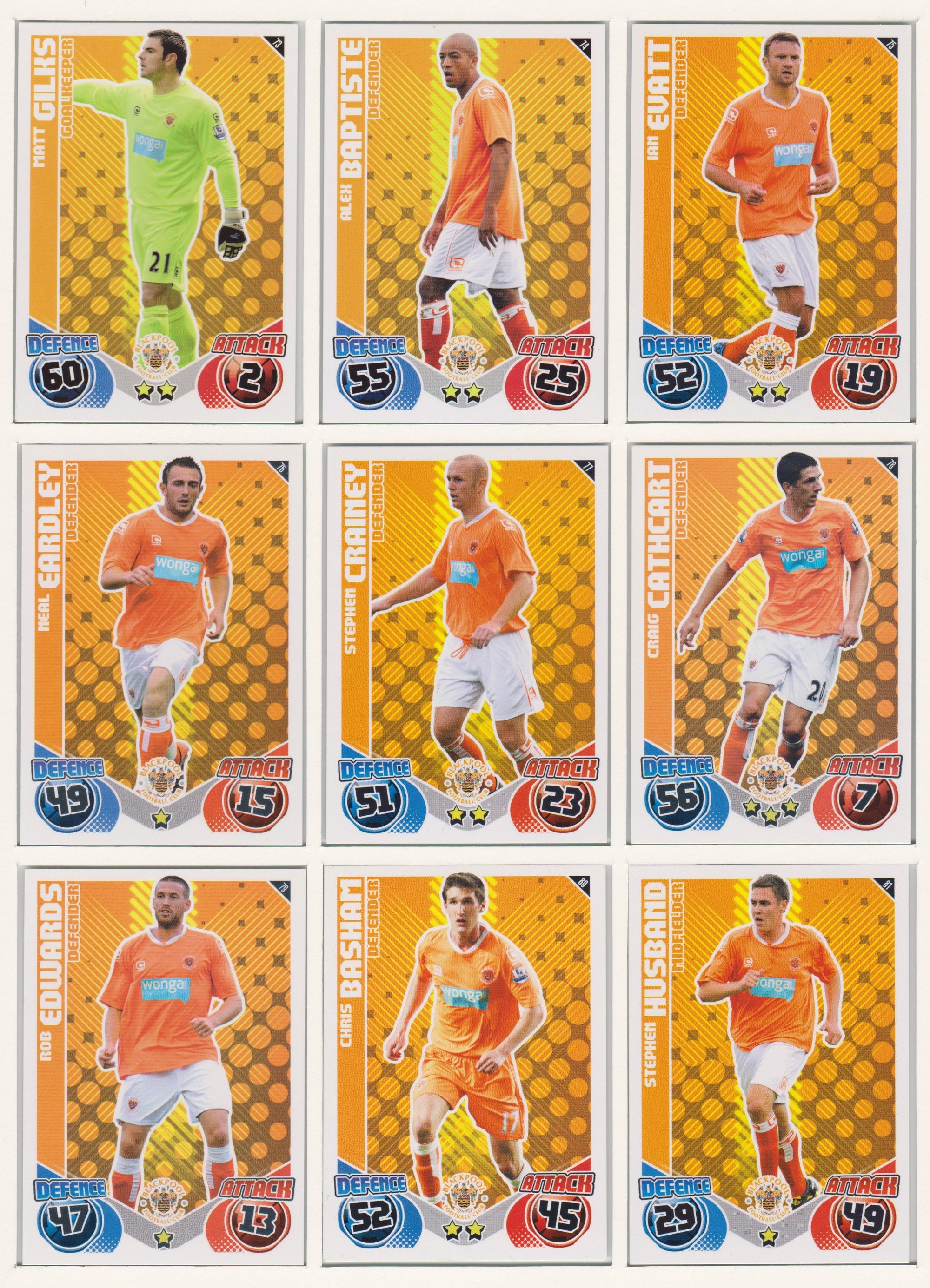 000. BLACKPOOL - KOMPLETT SETT MED TOPPS MATCH ATTAX PREMIER LEAGUE 2010/11