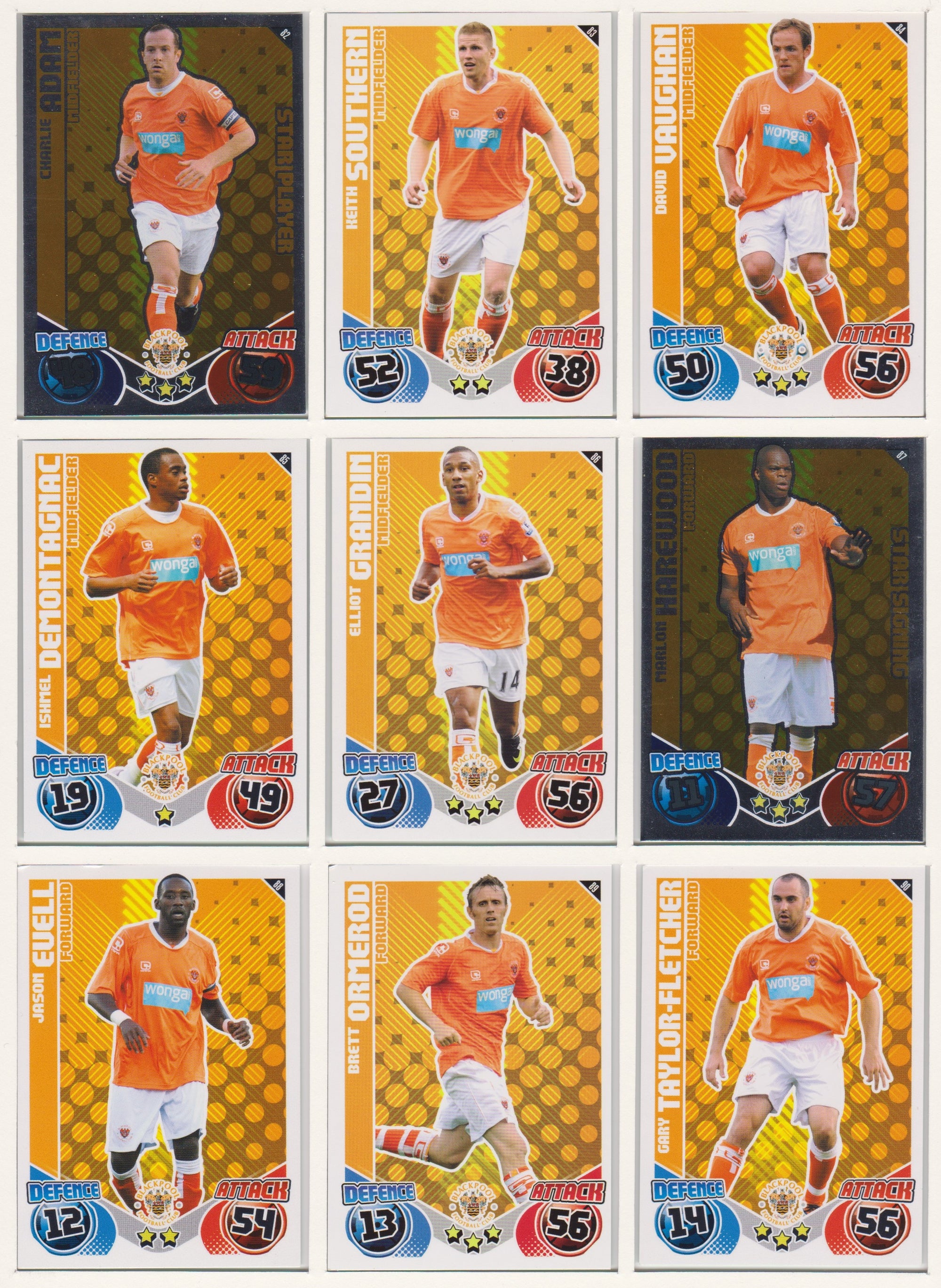000. BLACKPOOL - KOMPLETT SETT MED TOPPS MATCH ATTAX PREMIER LEAGUE 2010/11
