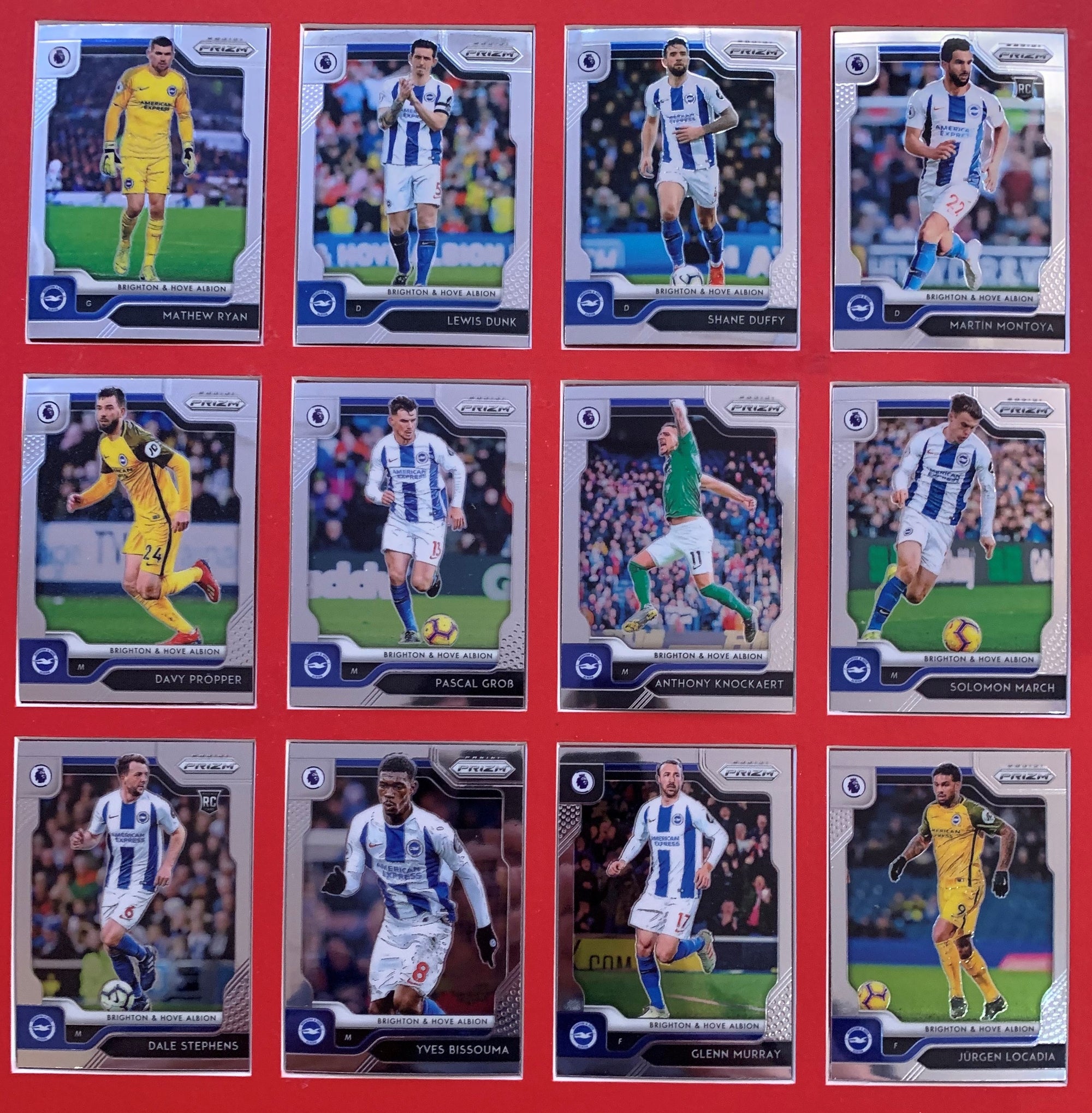 000. BRIGHTON & HOVE ALBION -  KOMPLETT SETT MED PANINI PRIZM PREMIER LEAGUE 2019/20