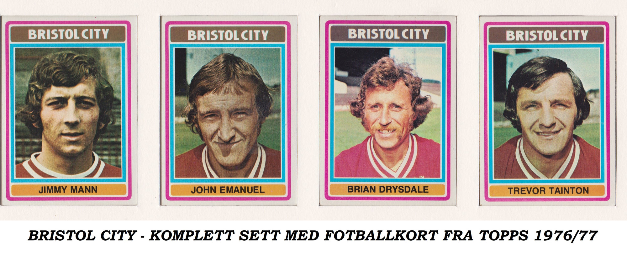 000. BRISTOL CITY - KOMPLETT SETT MED FOTBALLKORT FRA TOPPS 1976/77