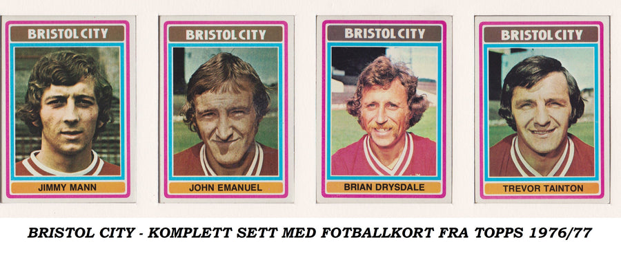 000. BRISTOL CITY - KOMPLETT SETT MED FOTBALLKORT FRA TOPPS 1976/77