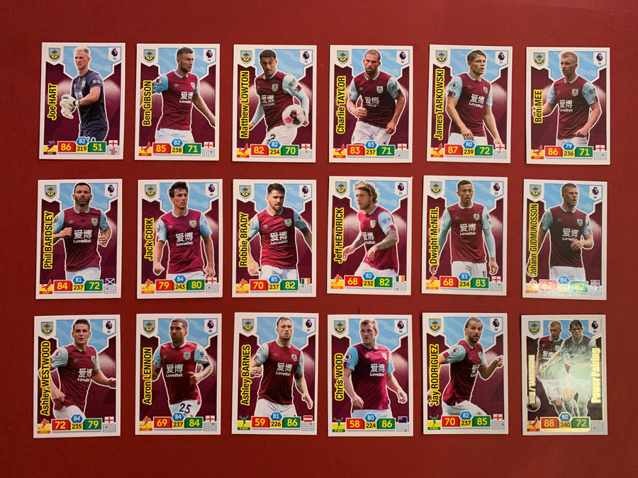 000. BURNLEY - KOMPLETT SETT PANINI PREMIER LEAGUE ADRENALYN 2019/20