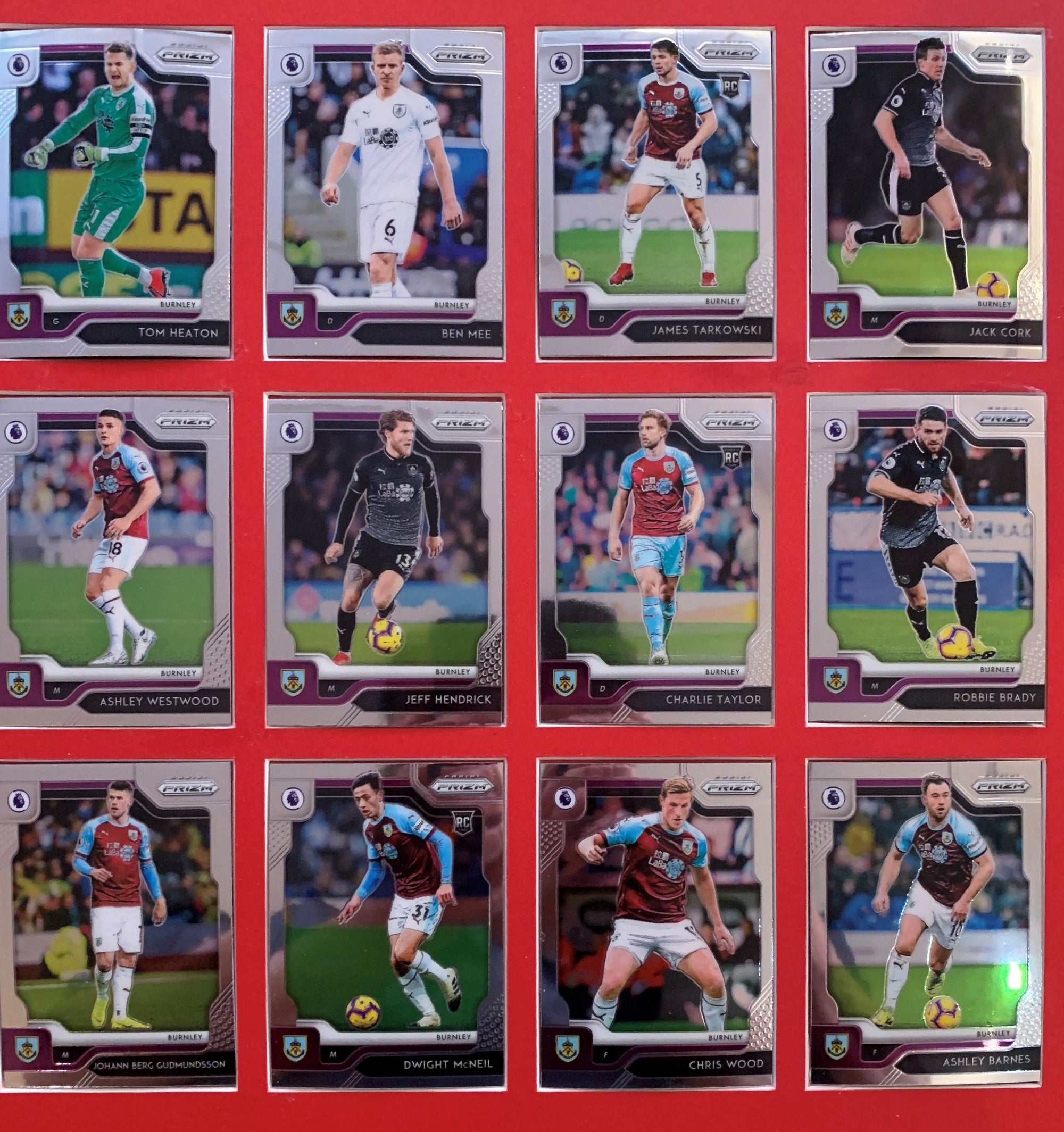 000. BURNLEY - KOMPLETT SETT MED PANINI PRIZM PREMIER LEAGUE 2019/20