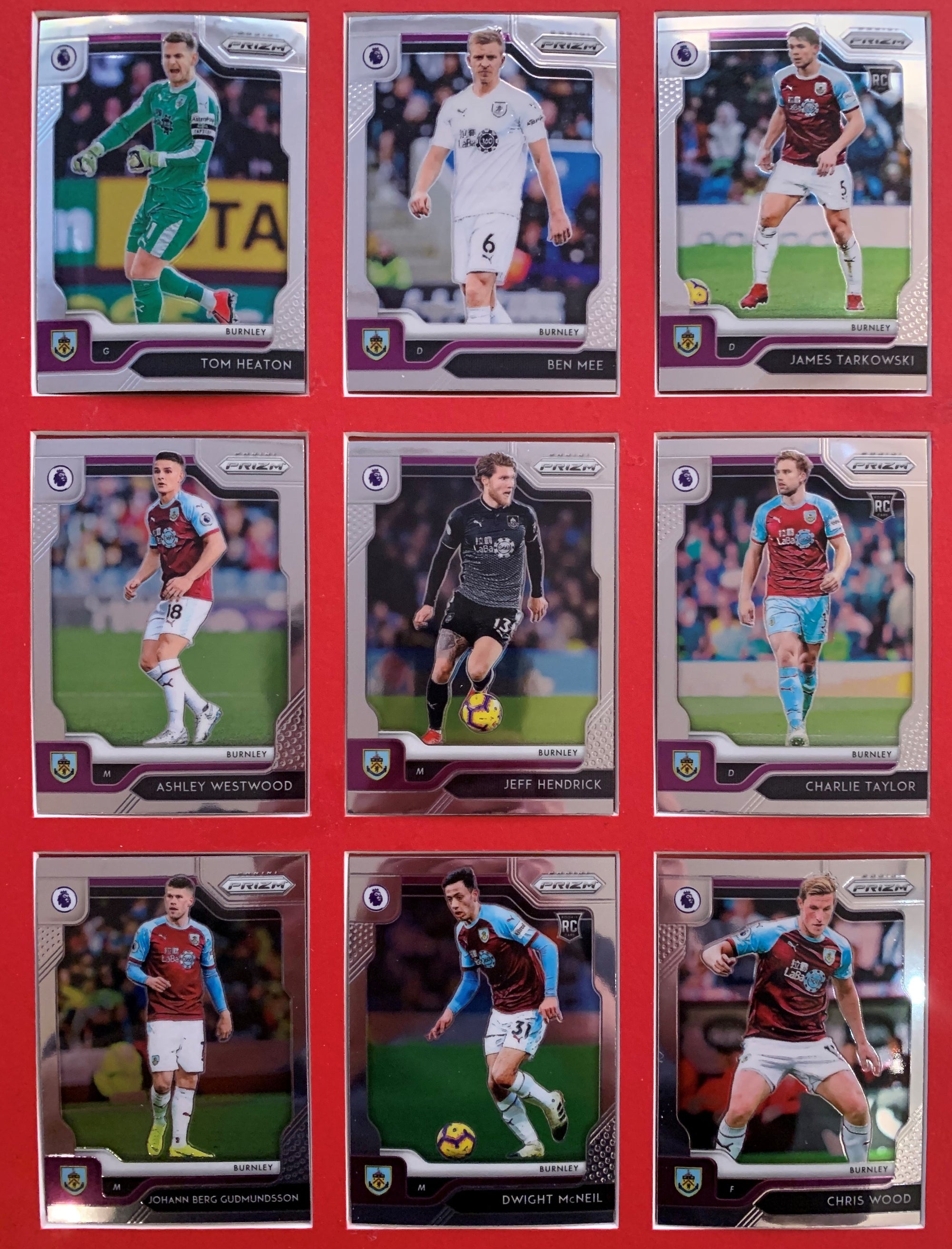 000. BURNLEY - KOMPLETT SETT MED PANINI PRIZM PREMIER LEAGUE 2019/20