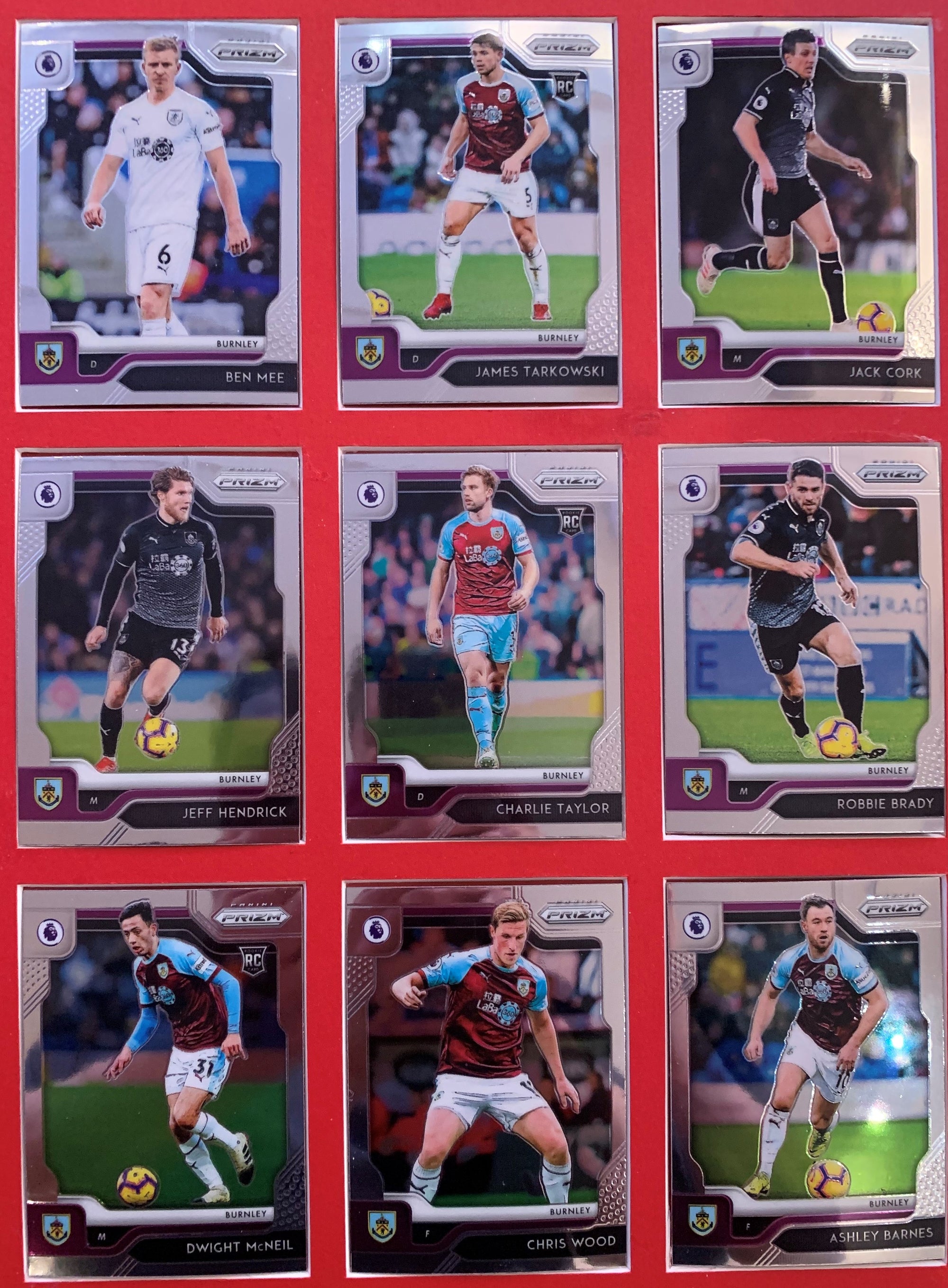 000. BURNLEY - KOMPLETT SETT MED PANINI PRIZM PREMIER LEAGUE 2019/20