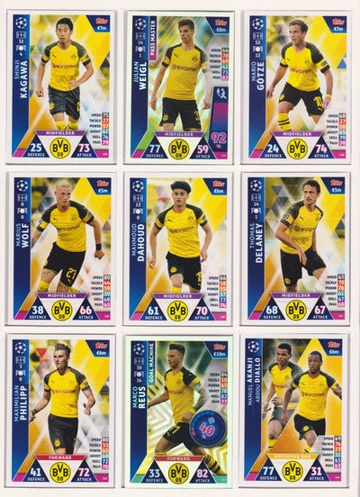 000. BORUSSIA DORTMUND - KOMPLETT SETT MED TOPPS MATCH ATTAX CHAMPIONS LEAGUE 2018/19
