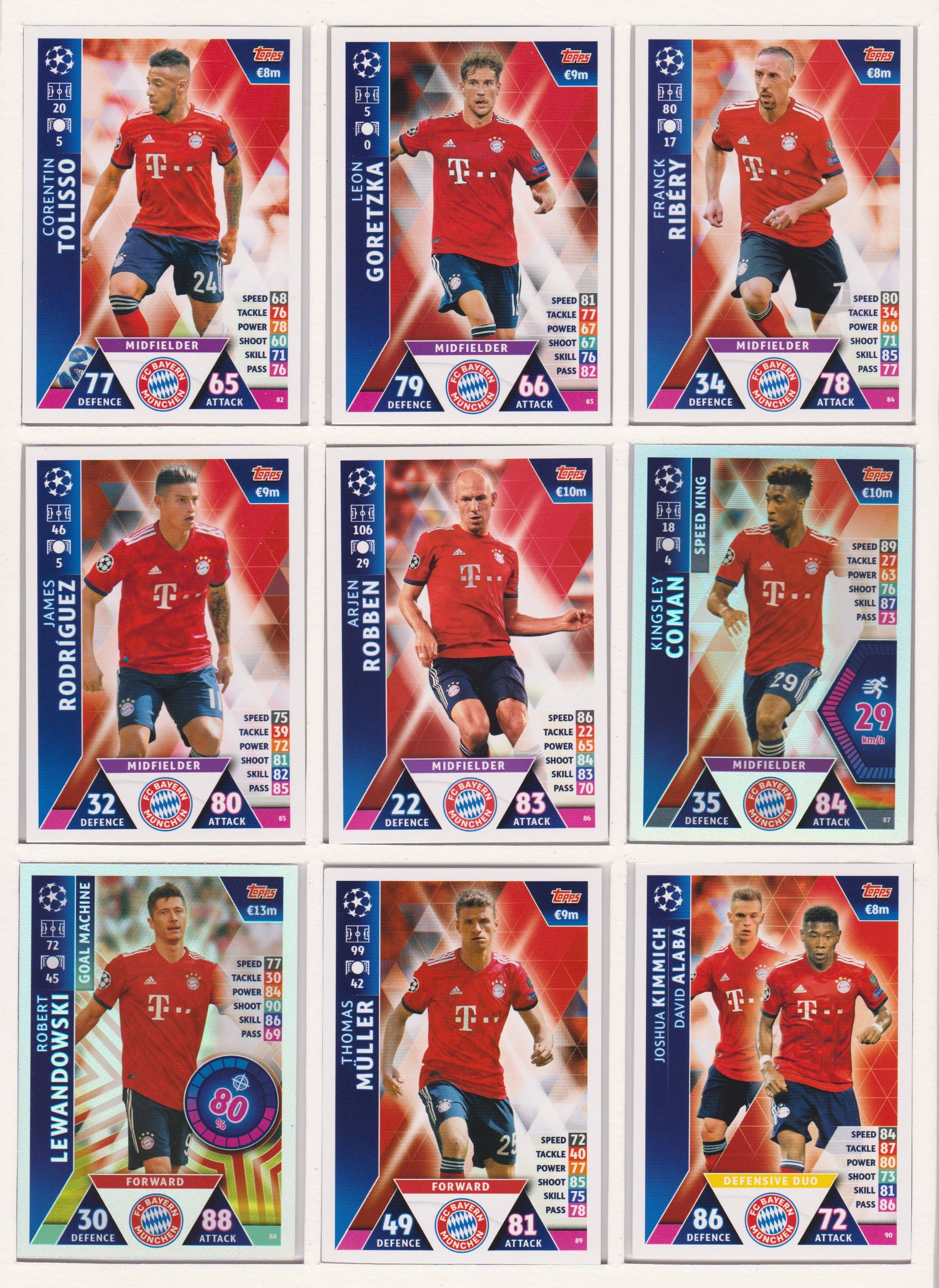 000. FC BAYERN MUNCHEN - KOMPLETT SETT MED TOPPS MATCH ATTAX CHAMPIONS LEAGUE 2018/19