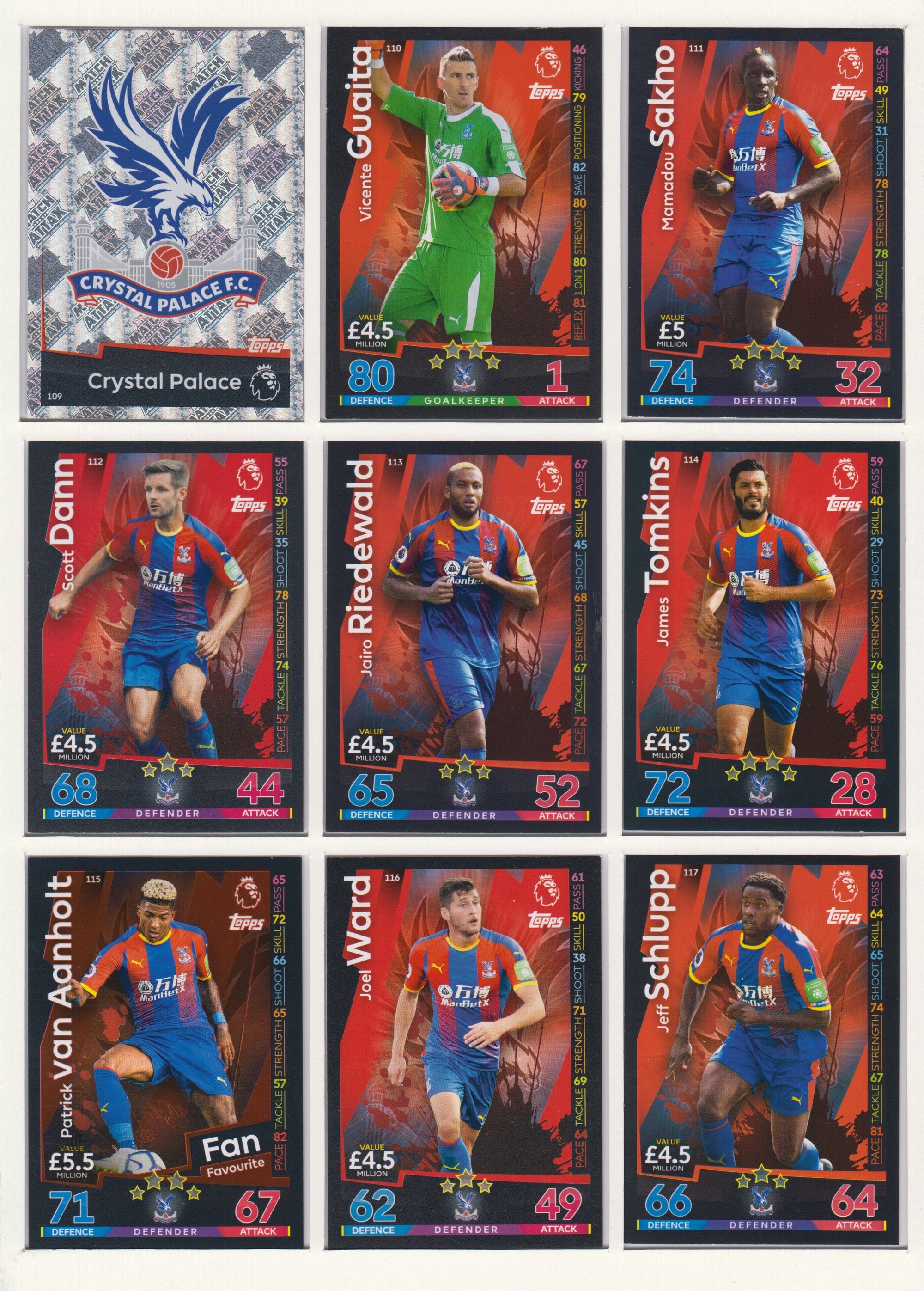 000. CRYSTAL PALACE - KOMPLETT SETT TOPPS MATCH ATTAX PREMIER LEAGUE 2018/19