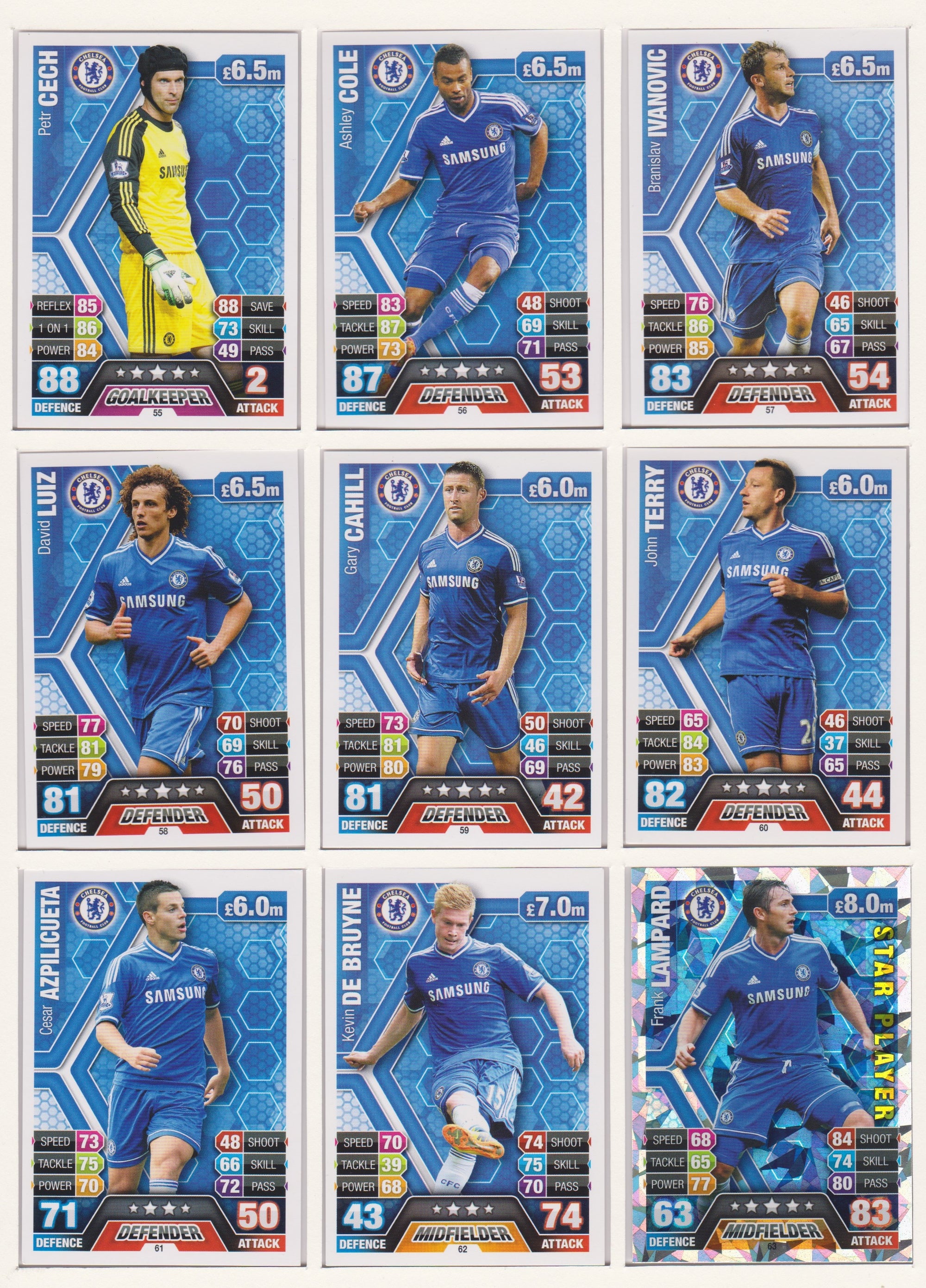 000. CHELSEA - KOMPLETT SETT MED TOPPS MATCH ATTAX PREMIER LEAGUE 2013/14