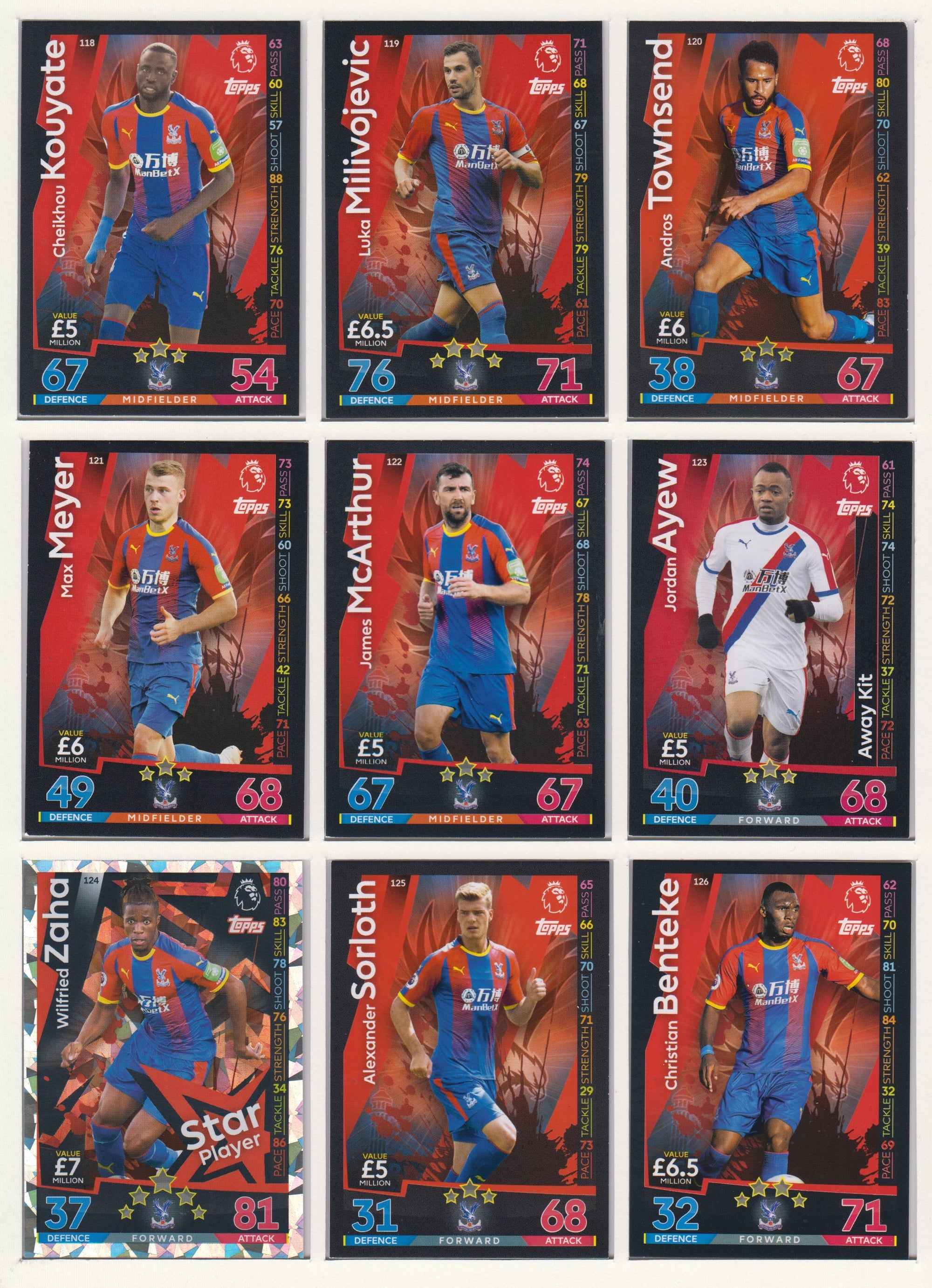 000. CRYSTAL PALACE - KOMPLETT SETT TOPPS MATCH ATTAX PREMIER LEAGUE 2018/19
