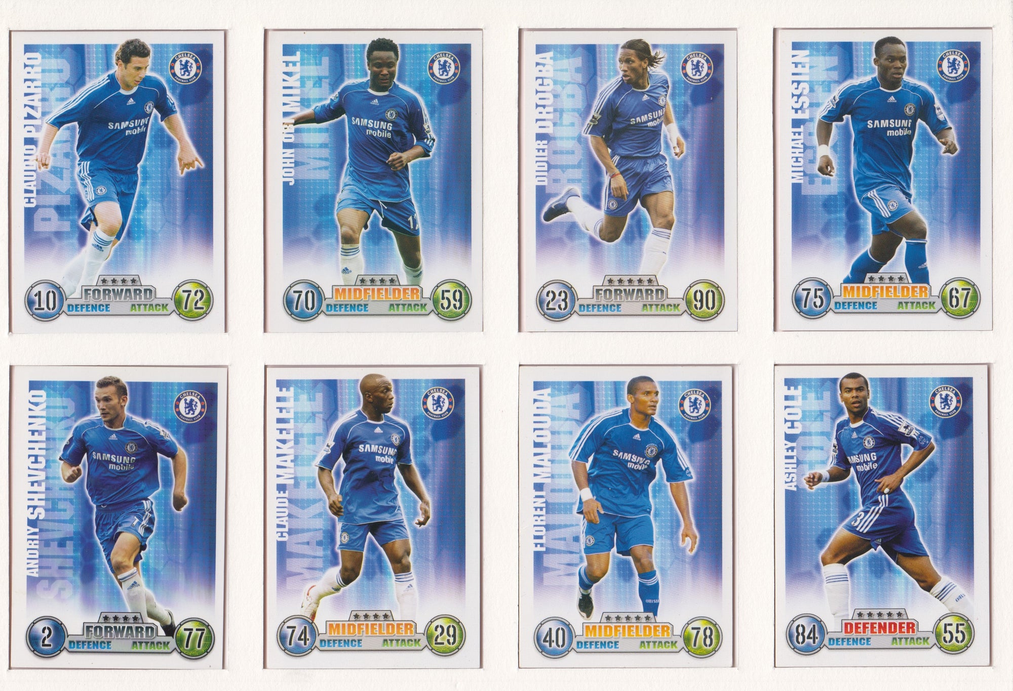 000. CHELSEA - KOMPLETT SETT MED FOTBALLKORT TOPPS MATCH ATTAX PREMIER LEAGUE 2007/08