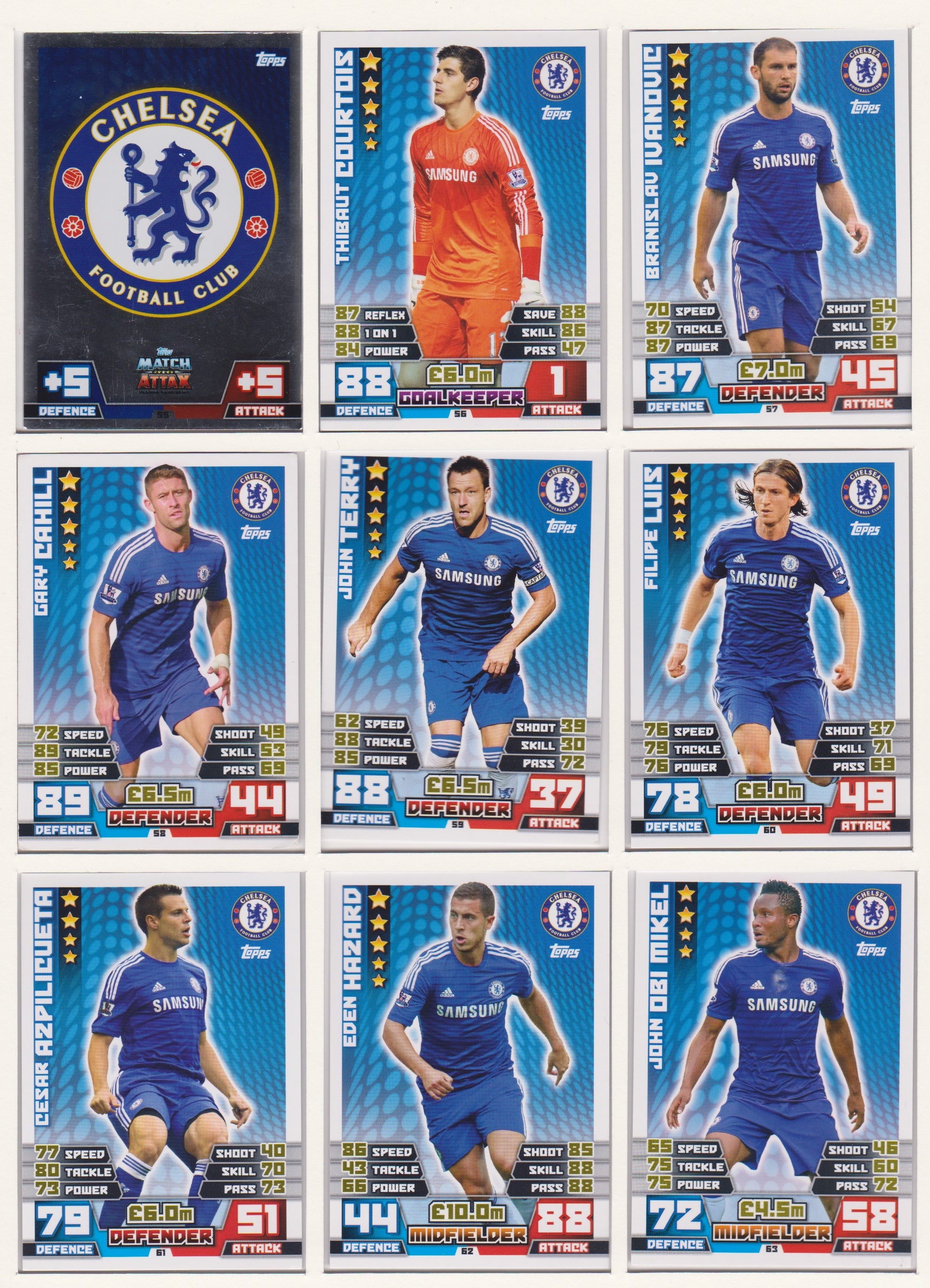 000. CHELSEA - KOMPLETT SETT MED TOPPS MATCH ATTAX PREMIER LEAGUE 2014/15