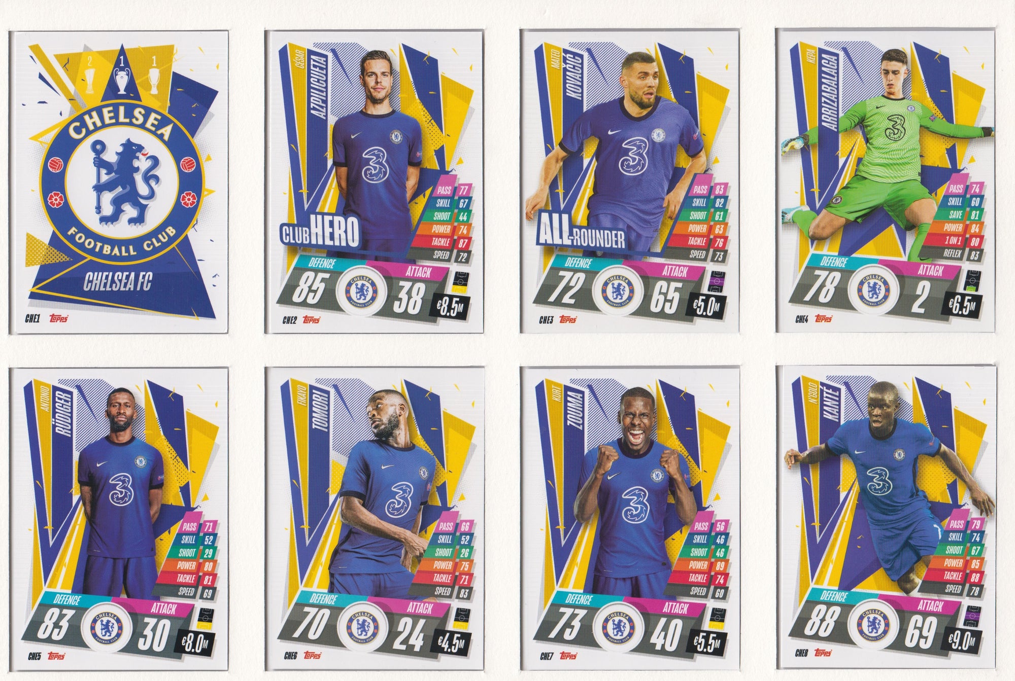 CHELSEA KOMPLETT SETT MED TOPPS CHAMPIONS LEAGUE 2020/21