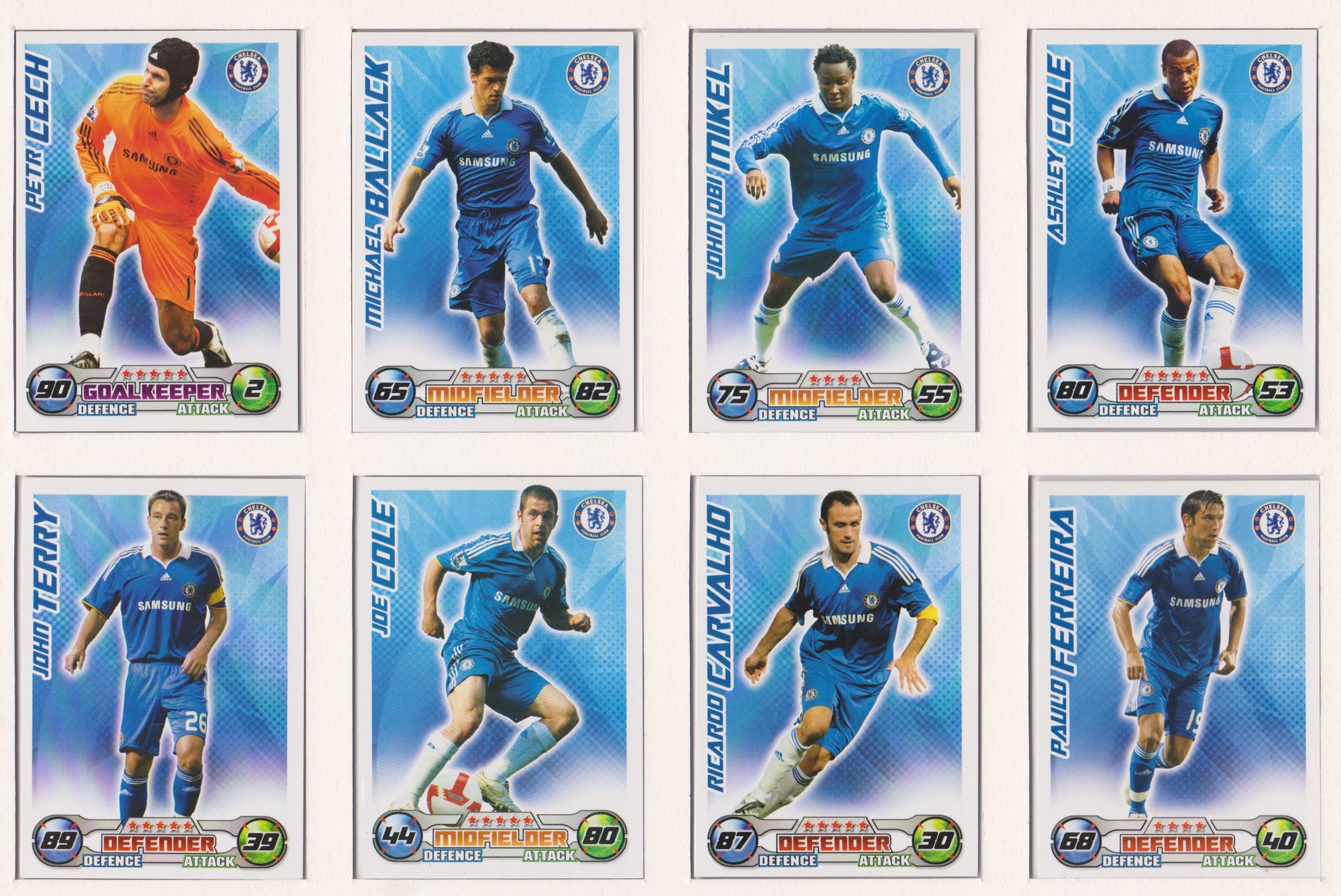 000. CHELSEA - KOMPLETT SETT MED FOTBALLKORT FRA MATCH ATTAX 2008/09
