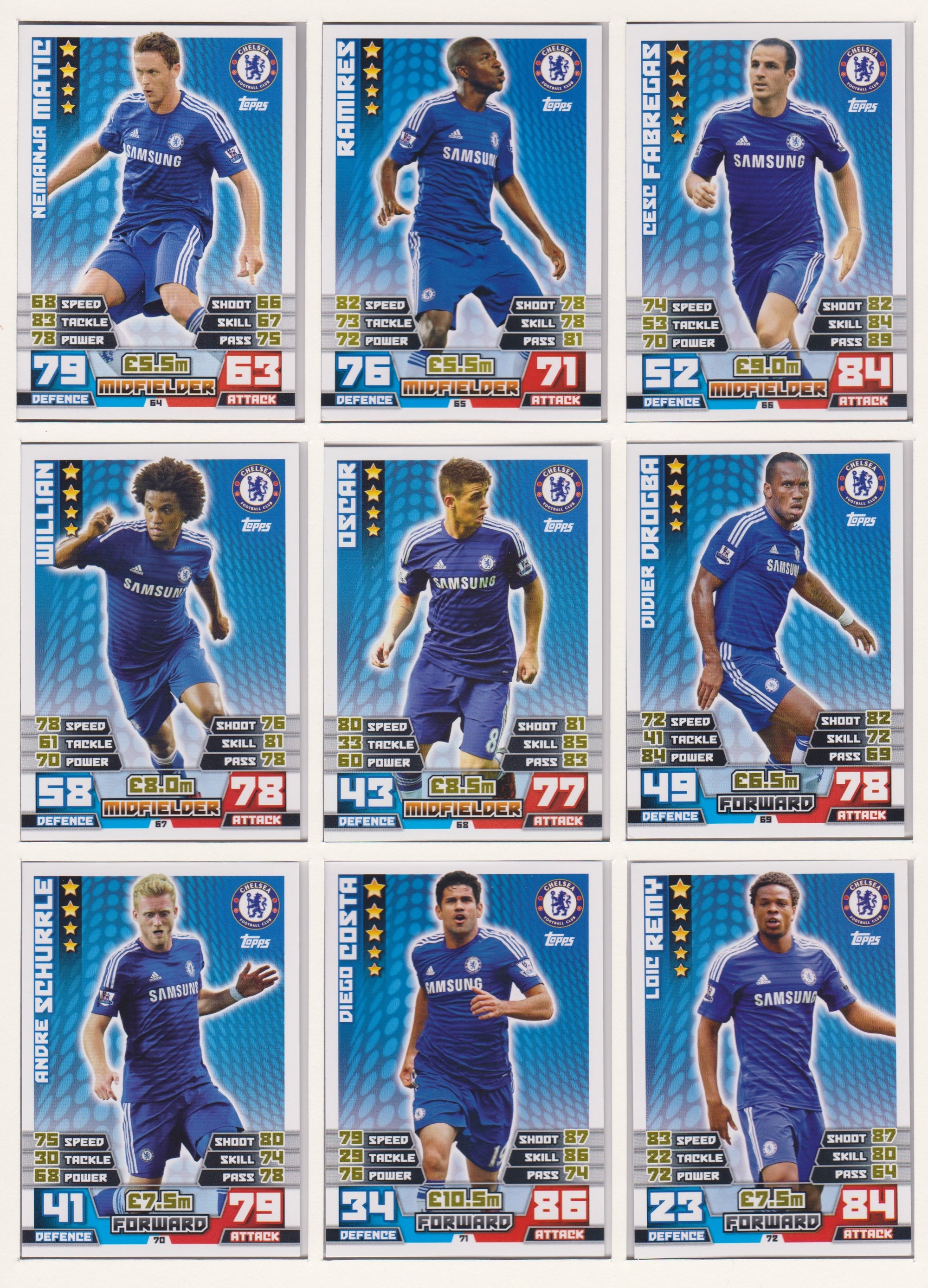 000. CHELSEA - KOMPLETT SETT MED TOPPS MATCH ATTAX PREMIER LEAGUE 2014/15