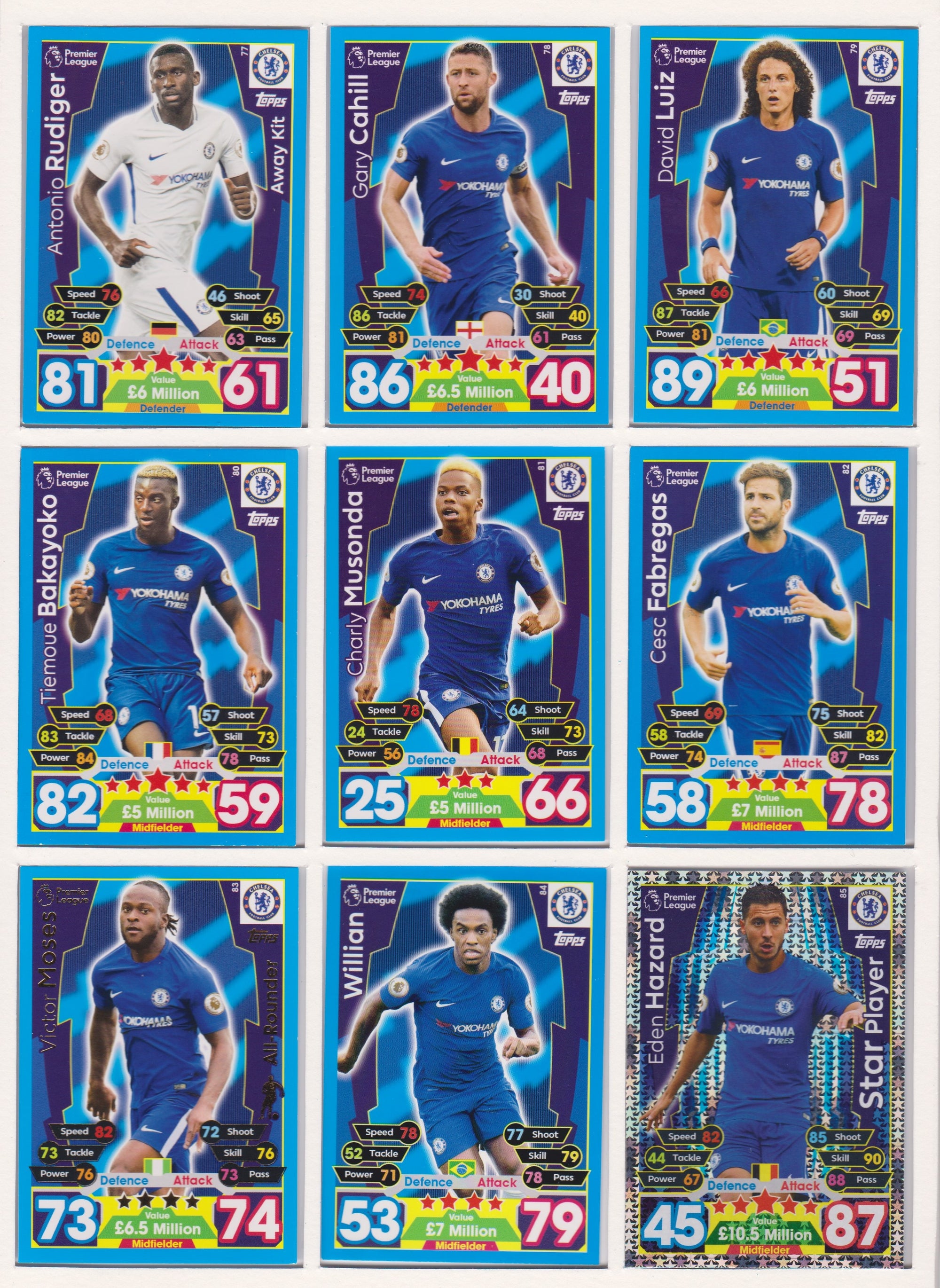 000. CHELSEA - KOMPLETT SETT MED TOPPS MATCH ATTAX PREMIER LEAGUE 2017/18
