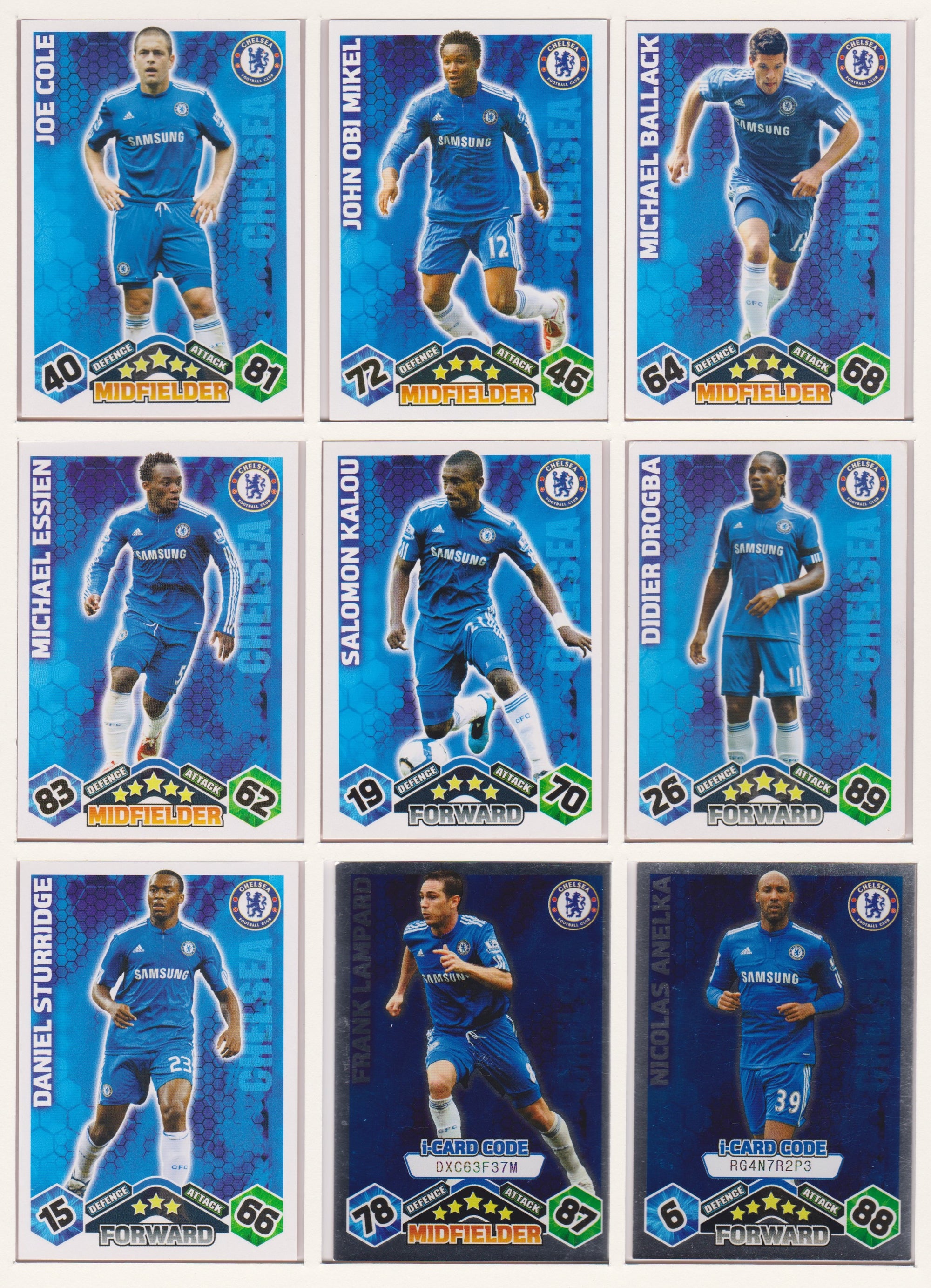 000. CHELSEA - KOMPLETT SETT MED TOPPS MATCH ATTAX PREMIER LEAGUE 2009/10