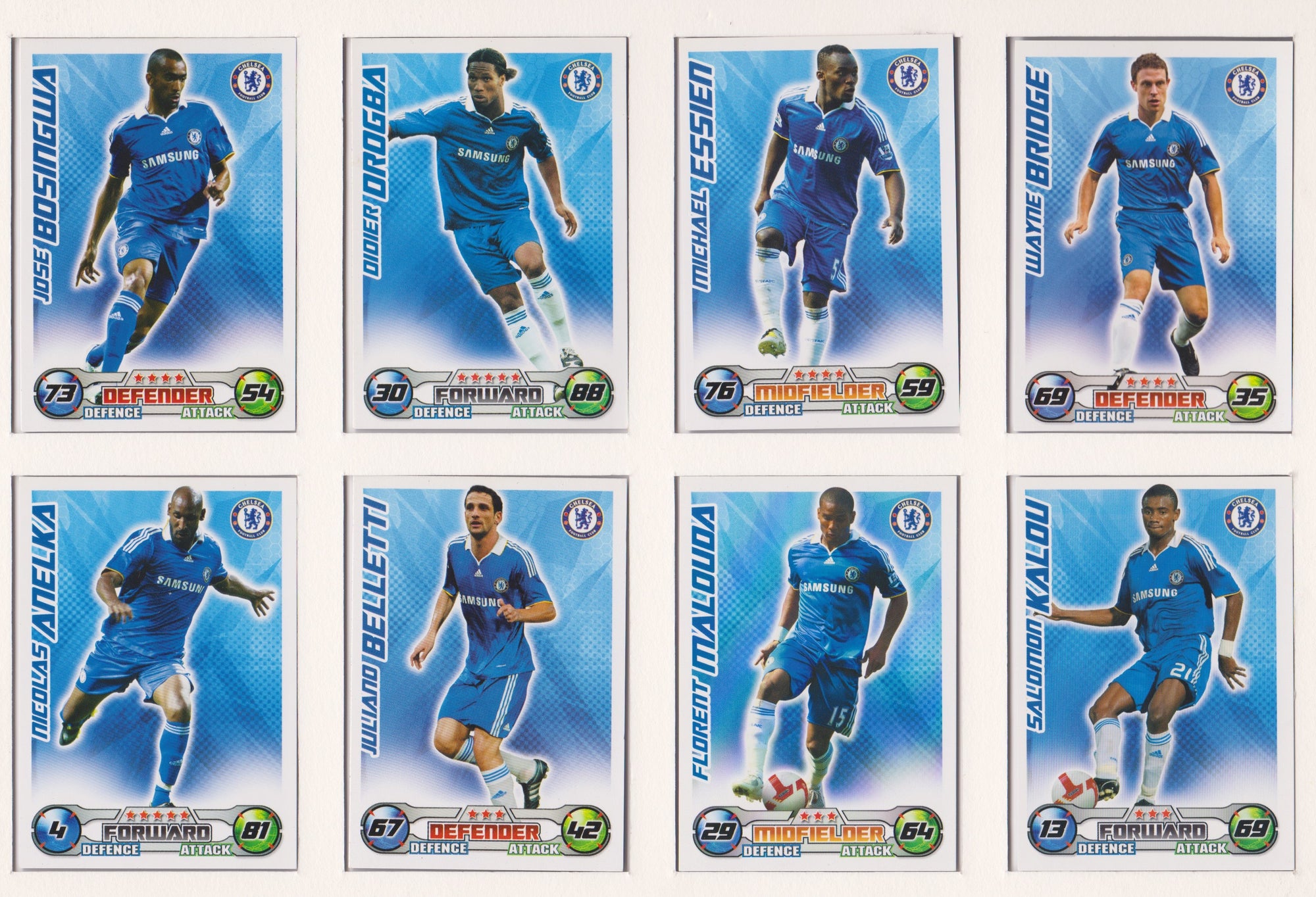 000. CHELSEA - KOMPLETT SETT MED FOTBALLKORT FRA MATCH ATTAX 2008/09