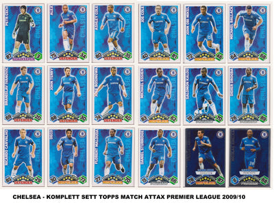 000. CHELSEA - KOMPLETT SETT MED TOPPS MATCH ATTAX PREMIER LEAGUE 2009/10