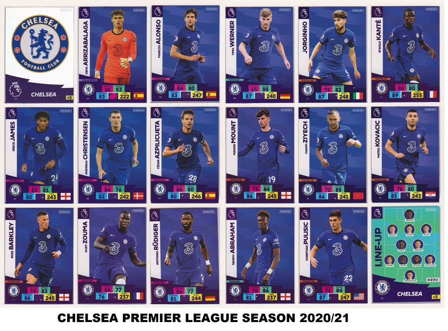 000. CHELSEA KOMPLETT LAGSETT PANINI ADRENALYN PREMIER LEAGUE 2020/21