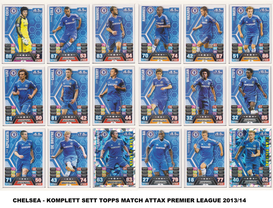 000. CHELSEA - KOMPLETT SETT MED TOPPS MATCH ATTAX PREMIER LEAGUE 2013/14