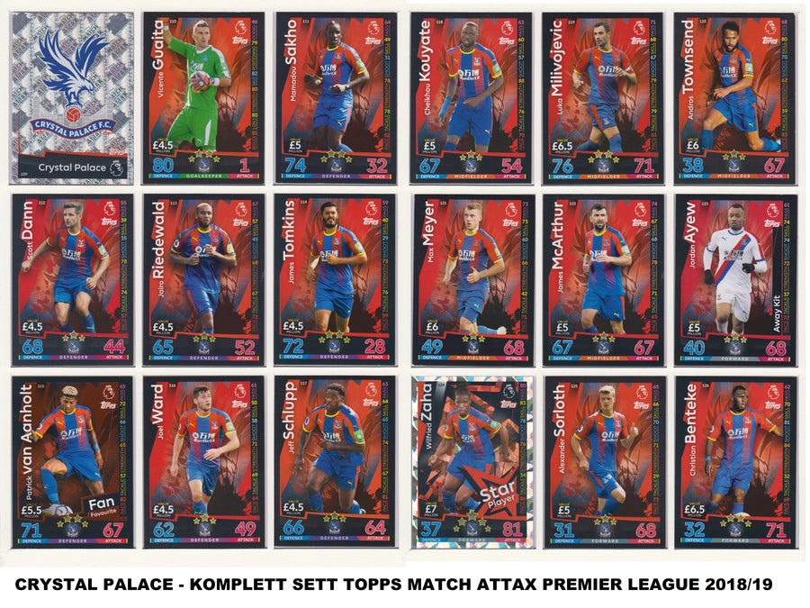 000. CRYSTAL PALACE - KOMPLETT SETT TOPPS MATCH ATTAX PREMIER LEAGUE 2018/19