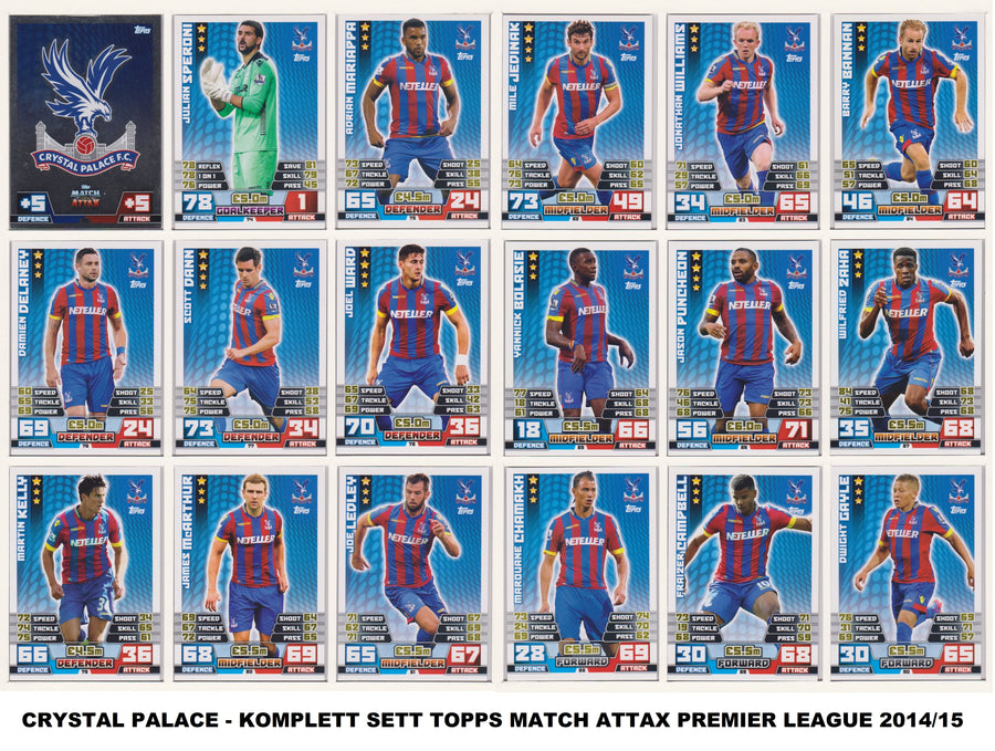 000. CRYSTAL PALACE - KOMPLETT SETT MED TOPPS MATCH ATTAX PREMIER LEAGUE 2014/15