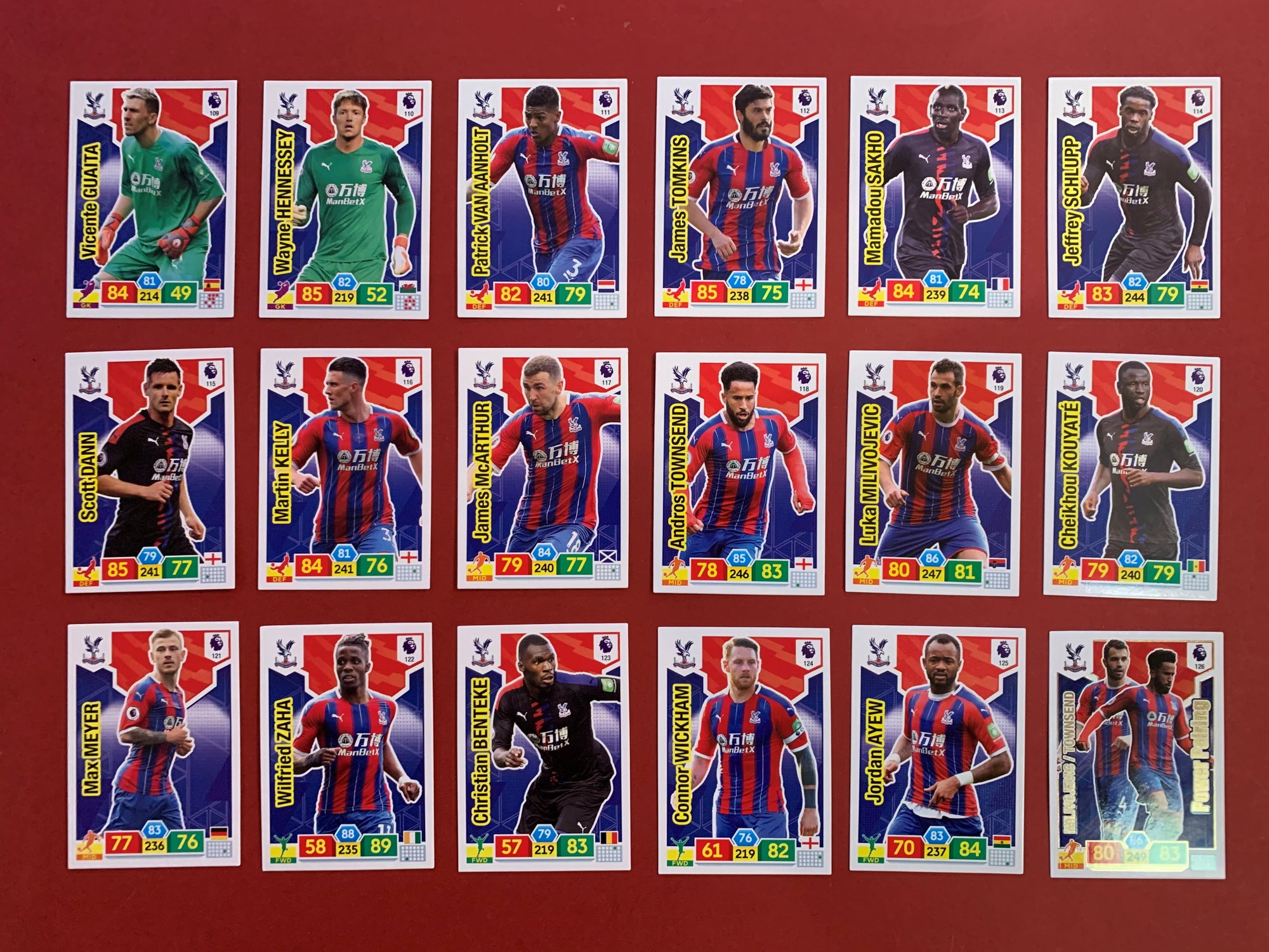 000. CRYSTAL PALACE - KOMPLETT SETT PANINI PREMIER LEAGUE ADRENALYN 2019/20