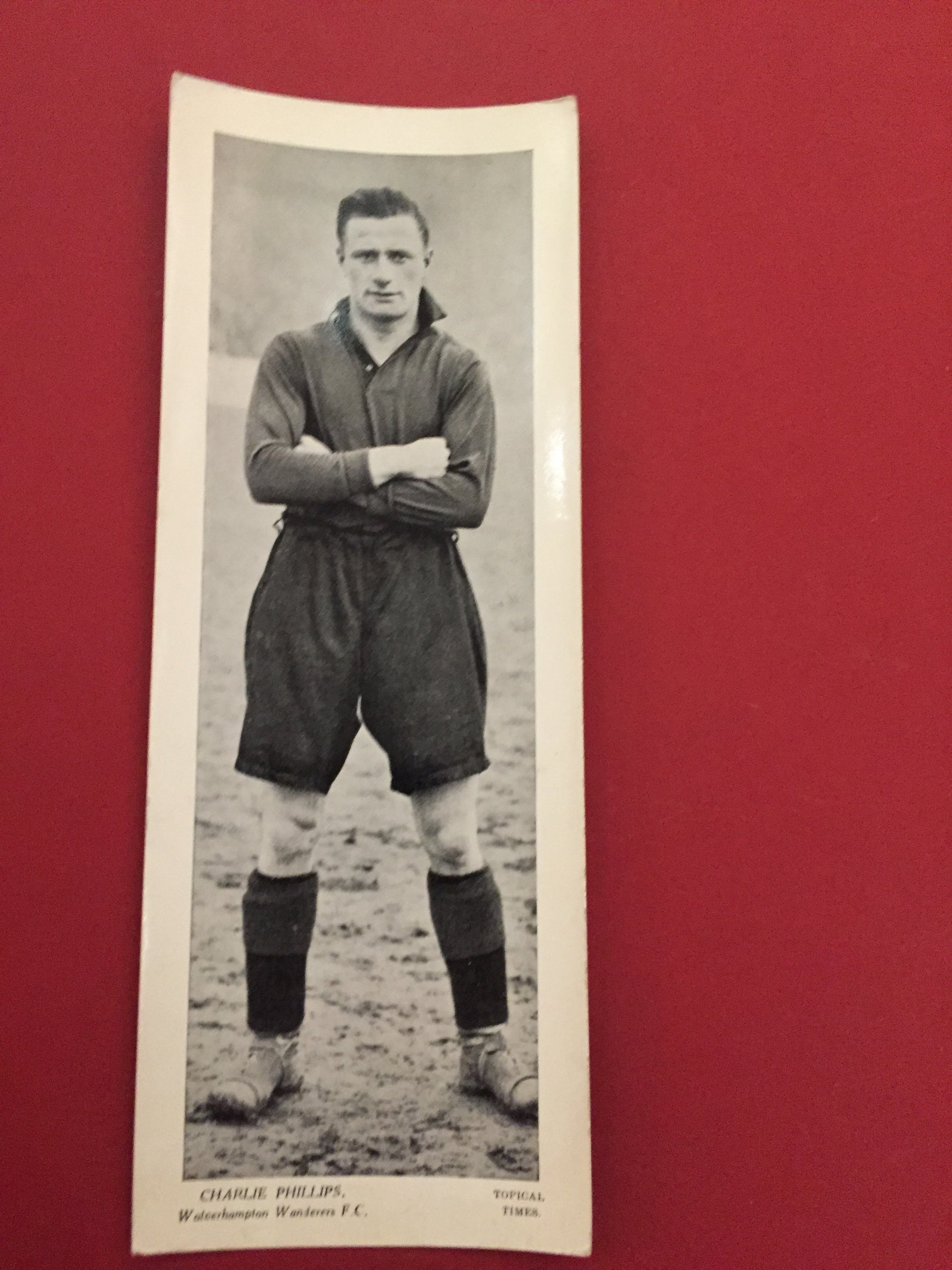 CHARLIE PHILLIPS - WOLVERHAMPTON WANDERERS  - ORGINALT FOTBALLKORT FRA 1939