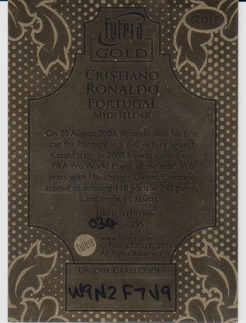 GLD 19. CRISTIANO RONALDO - PORTUGAL - FUTERA GOLD #295