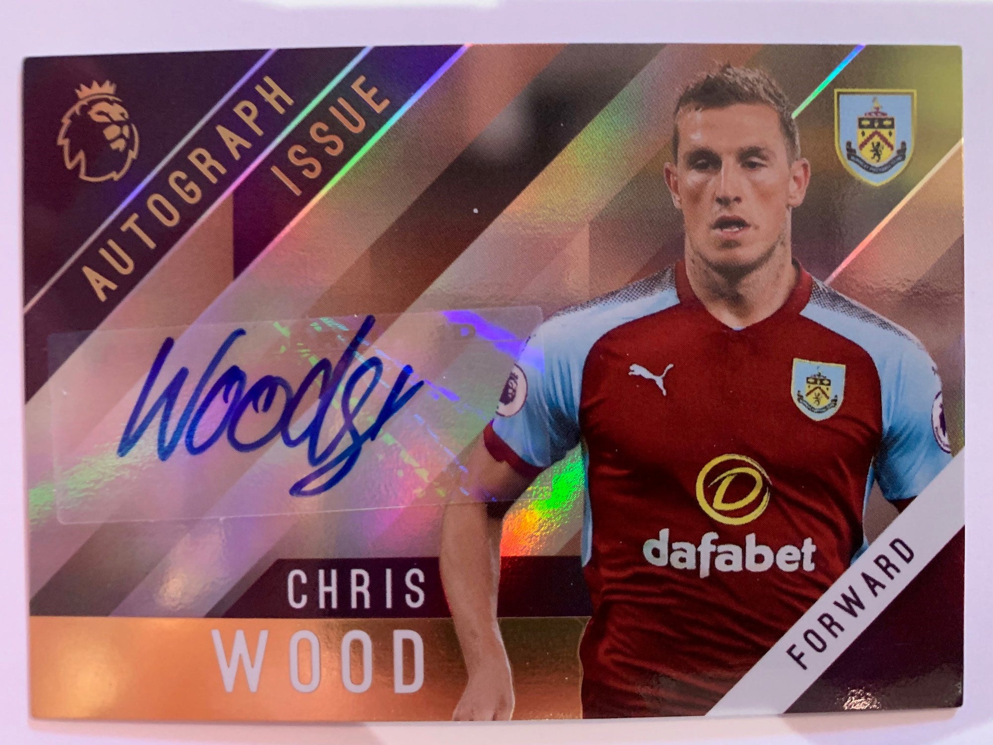 CHRIS WOOD - BURNLEY - TOPPS PREMIER GOLD 2017 - AUTOGRAPH ISSUE