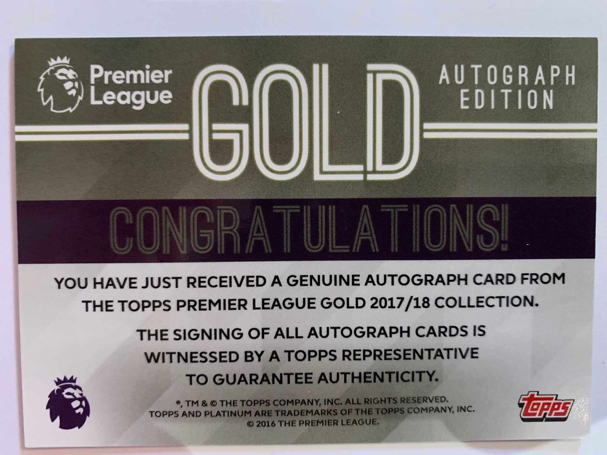 CHRIS WOOD - BURNLEY - TOPPS PREMIER GOLD 2017 - AUTOGRAPH ISSUE