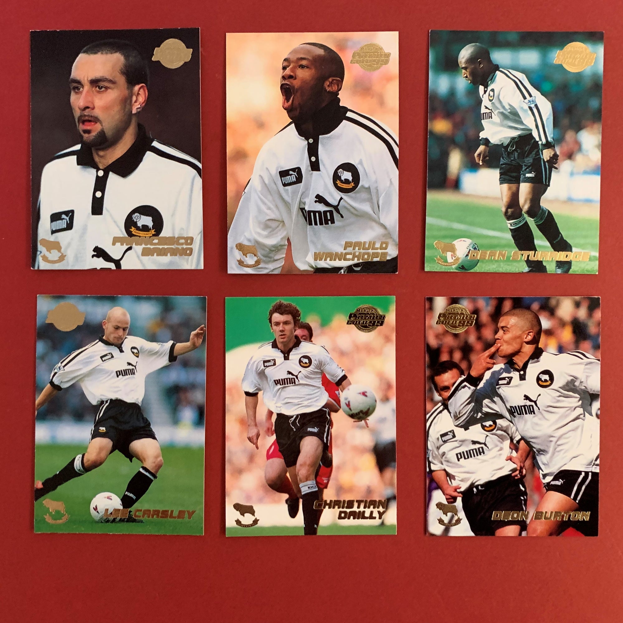 DERBY COUNTY - KOMPLETT SETT MED MERLIN`S PREMIER GOLD 1999