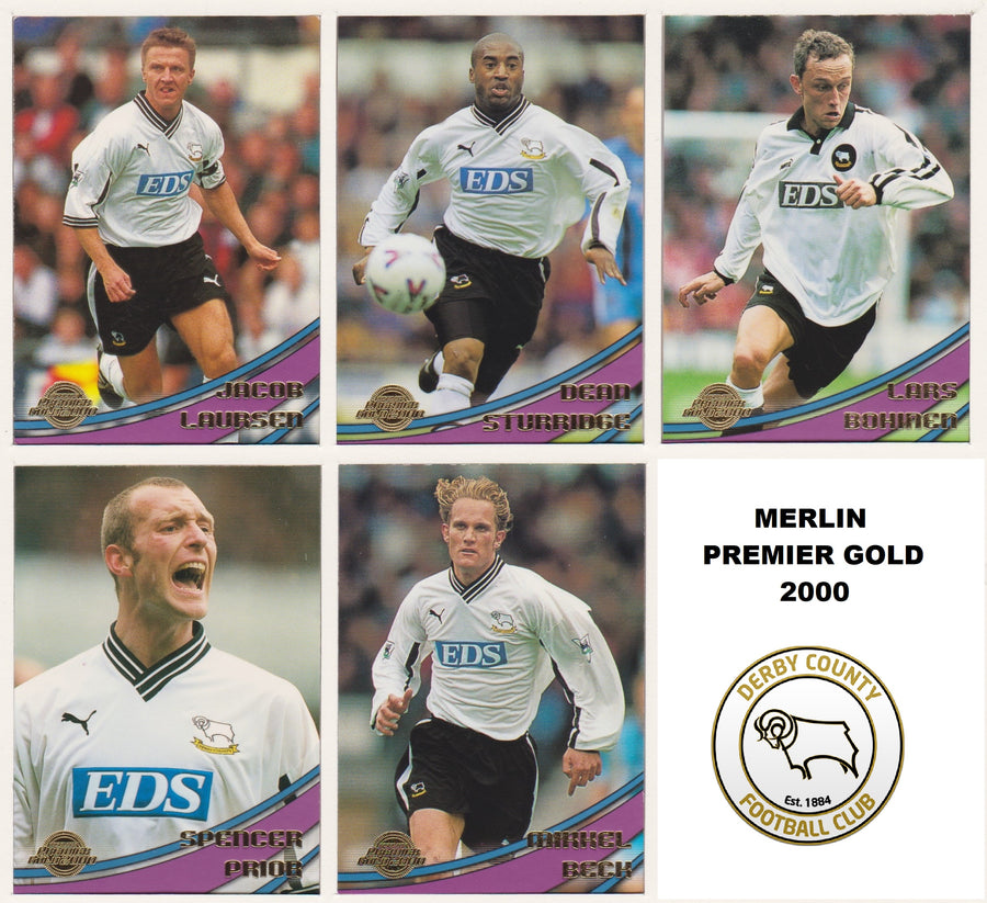 000. DERBY COUNTY - KOMPLETT SETT MED MERLIN PREMIER GOLD 2000