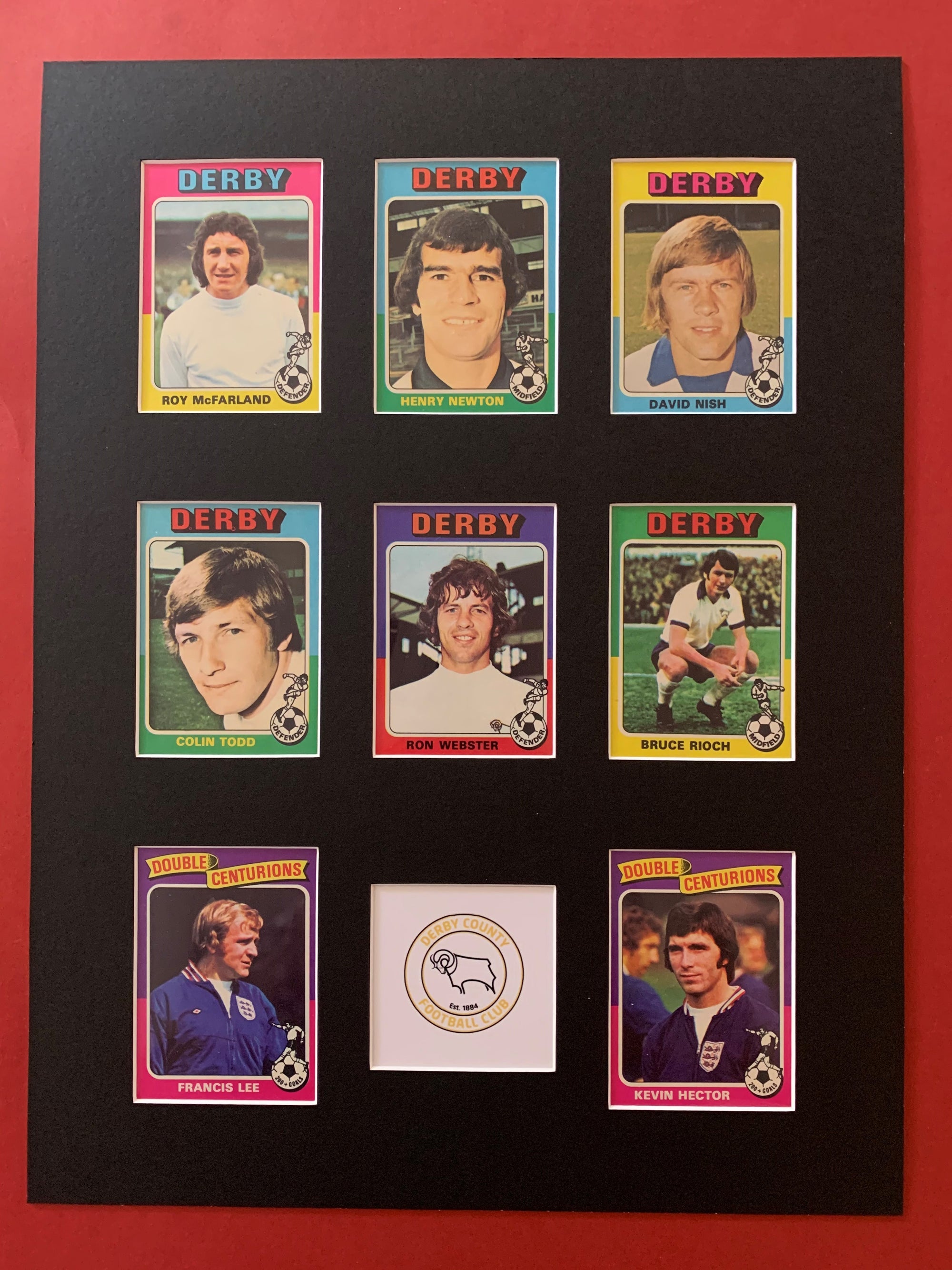 DERBY COUNTY FOTBALLKORTMONTASJE FRA TOPPS 1975/76