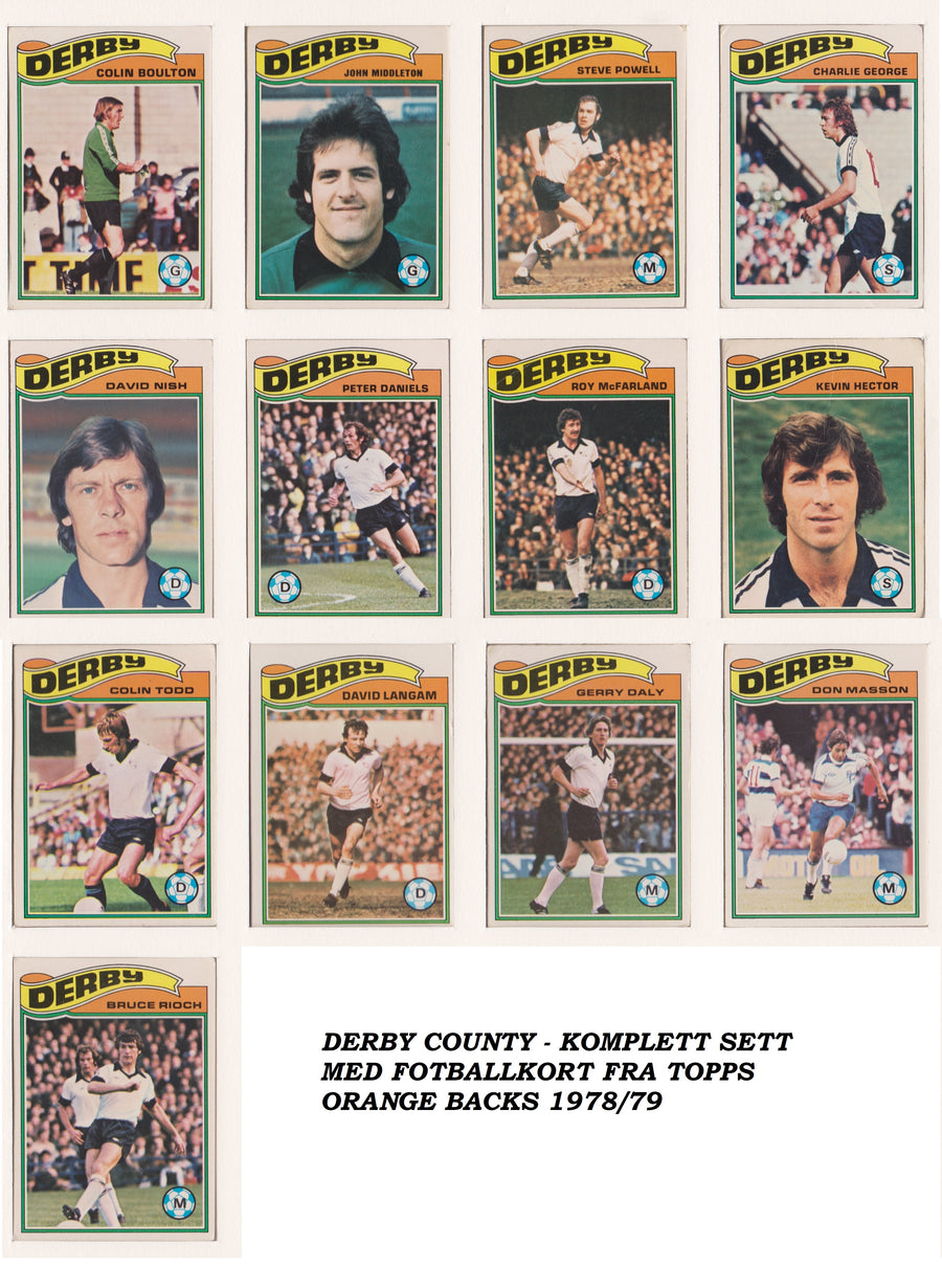 000. DERBY COUNTY - KOMPLETT SETT MED FOTBALLKORT FRA TOPPS 1978/79