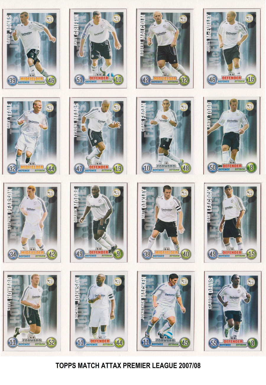 000. DERBY - KOMPLETT SETT MED FOTBALLKORT FRA MATCH ATTAX 2007/08