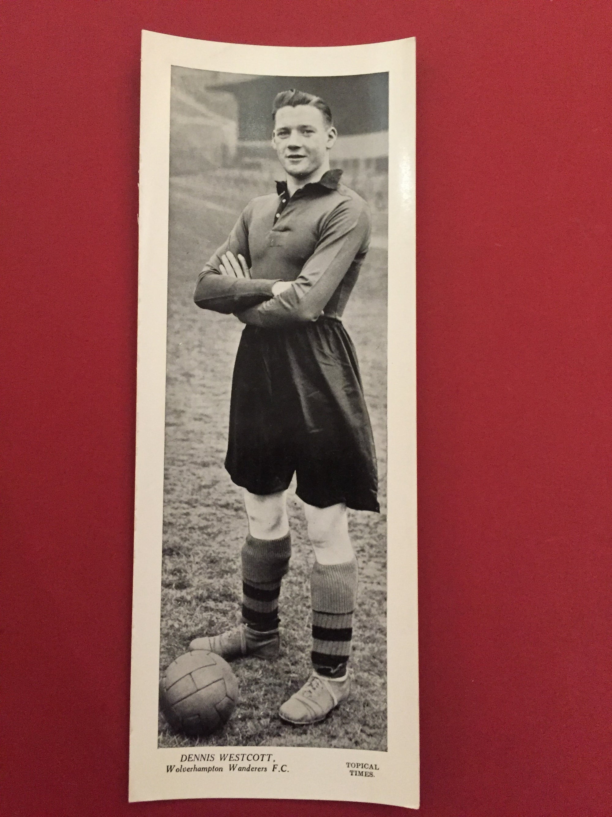 DENNIS WESTCOTT - WOLVERHAMPTON WANDERERS - ORGINALT FOTBALLKORT FRA 1939