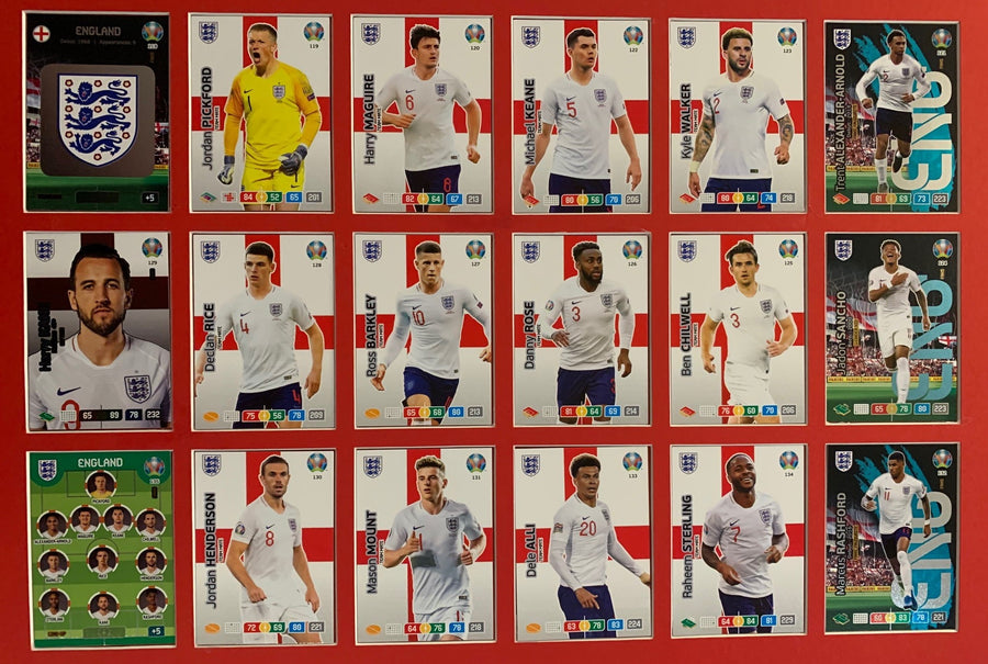 000. ENGLAND - KOMPLETT SETT MED 18 KORT - PANINI EURO 2020