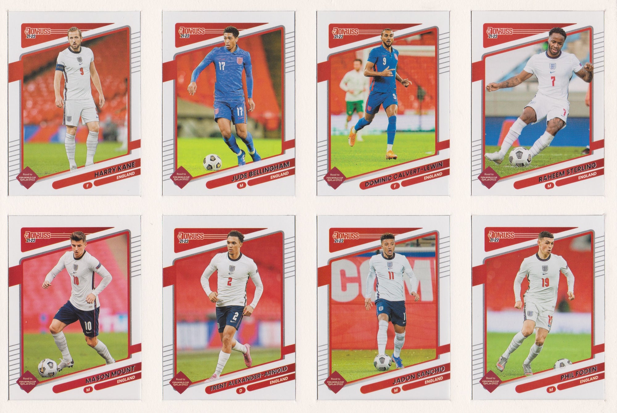 ENGLAND - COMPLETE TEAMSET - DONRUSS ROAD TO QATAR 2022 - BASE