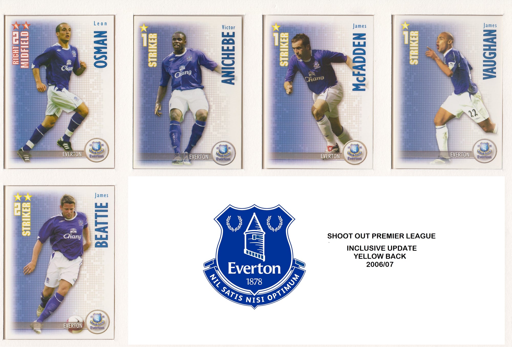 000. EVERTON - KOMPLETT SETT MED SHOOT OUT PREMIER LEAGUE 2006/07 - INCL UPDATE