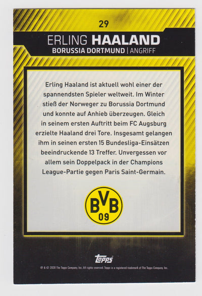 029. ERLING HAALAND - BORUSSIA DORTMUND - TOPPS REPRINT AUTO CARD