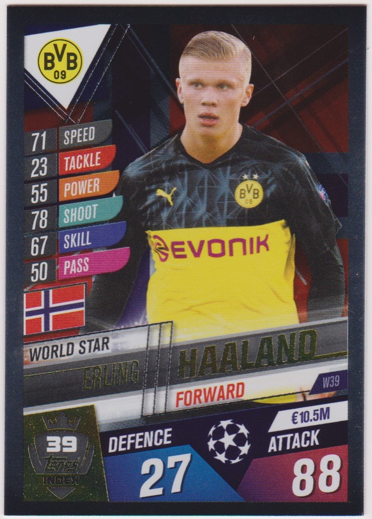 W39. ERLING BRAUT HAALAND - BORUSSIA DORTMUND - TOPPS CHAMPIONS LEAGUE WORLD STAR