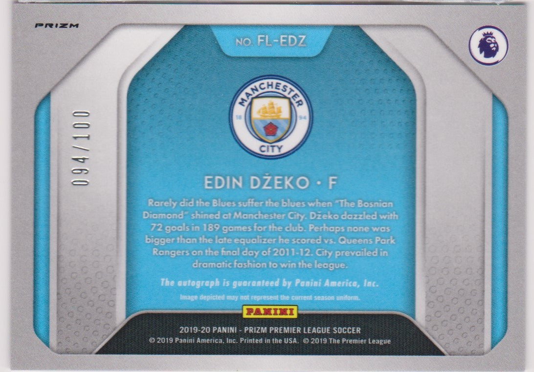 FL-EDZ. EDIN DZEKO - MANCHESTER CITY - FLASHBACK AUTOGRAPHS - PANINI PRIZM PREMIER LEAGUE - KORT NR.94 AV 100