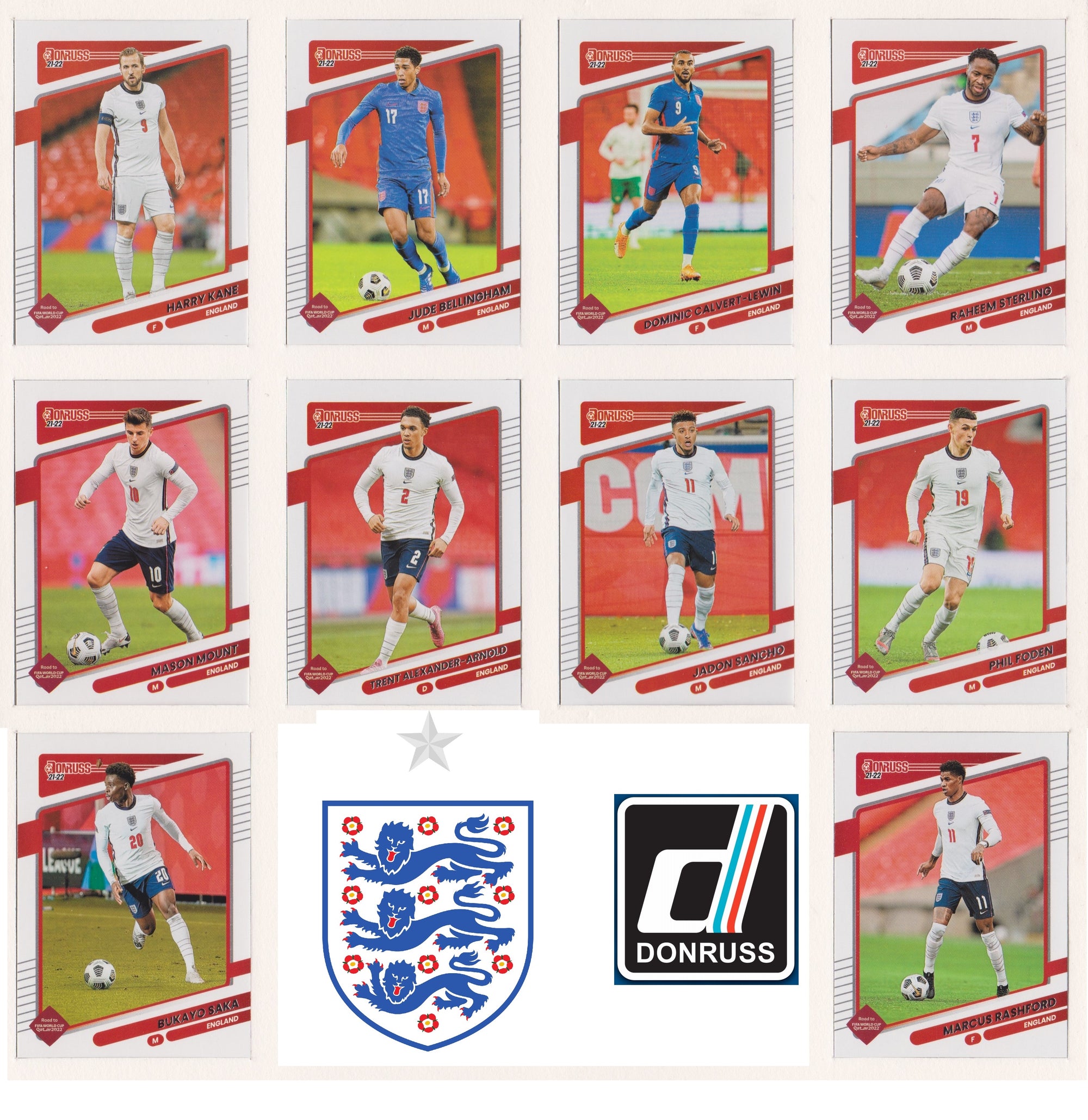 ENGLAND - COMPLETE TEAMSET - DONRUSS ROAD TO QATAR 2022 - BASE
