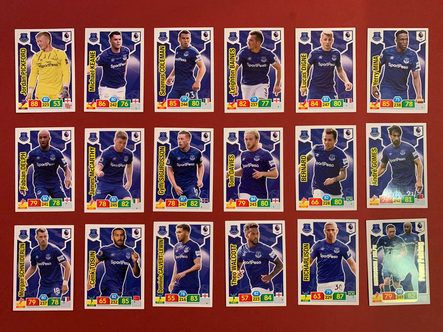 000. EVERTON - KOMPLETT SETT PANINI PREMIER LEAGUE ADRENALYN 2019/20