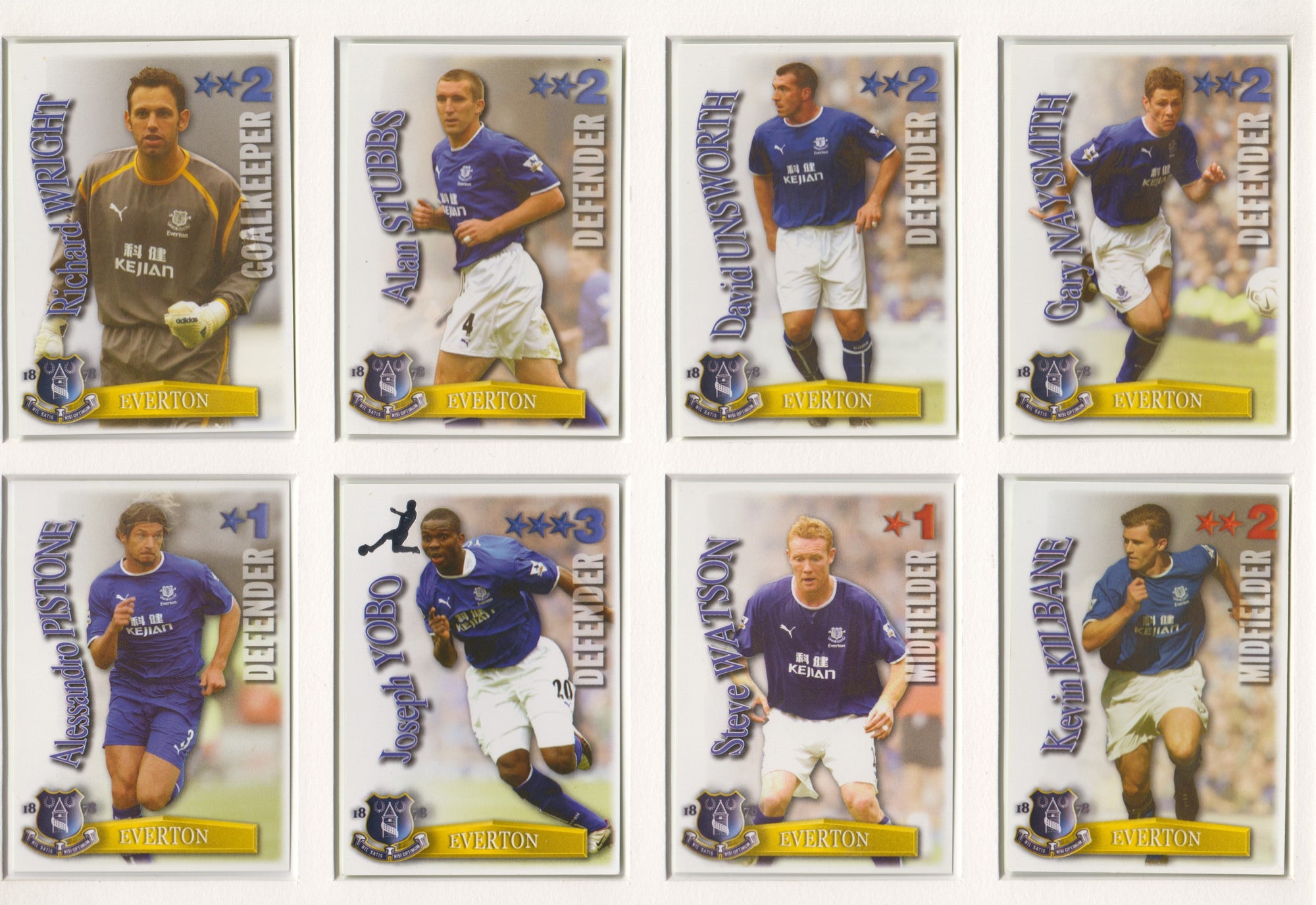 000. EVERTON - KOMPLETT SETT MED SHOOT OUT PREMIER LEAGUE 2003/04