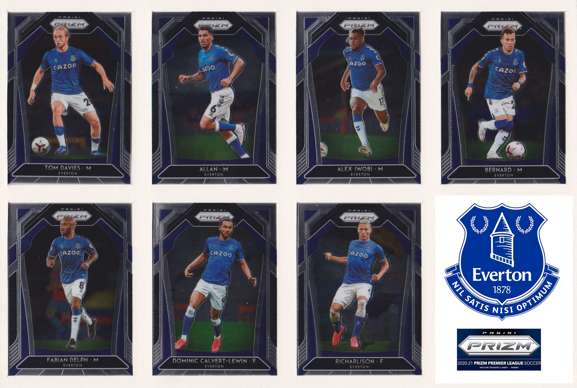 000. EVERTON - KOMPLETT SETT MED PANINI PRIZM PREMIER LEAGUE 2020/21