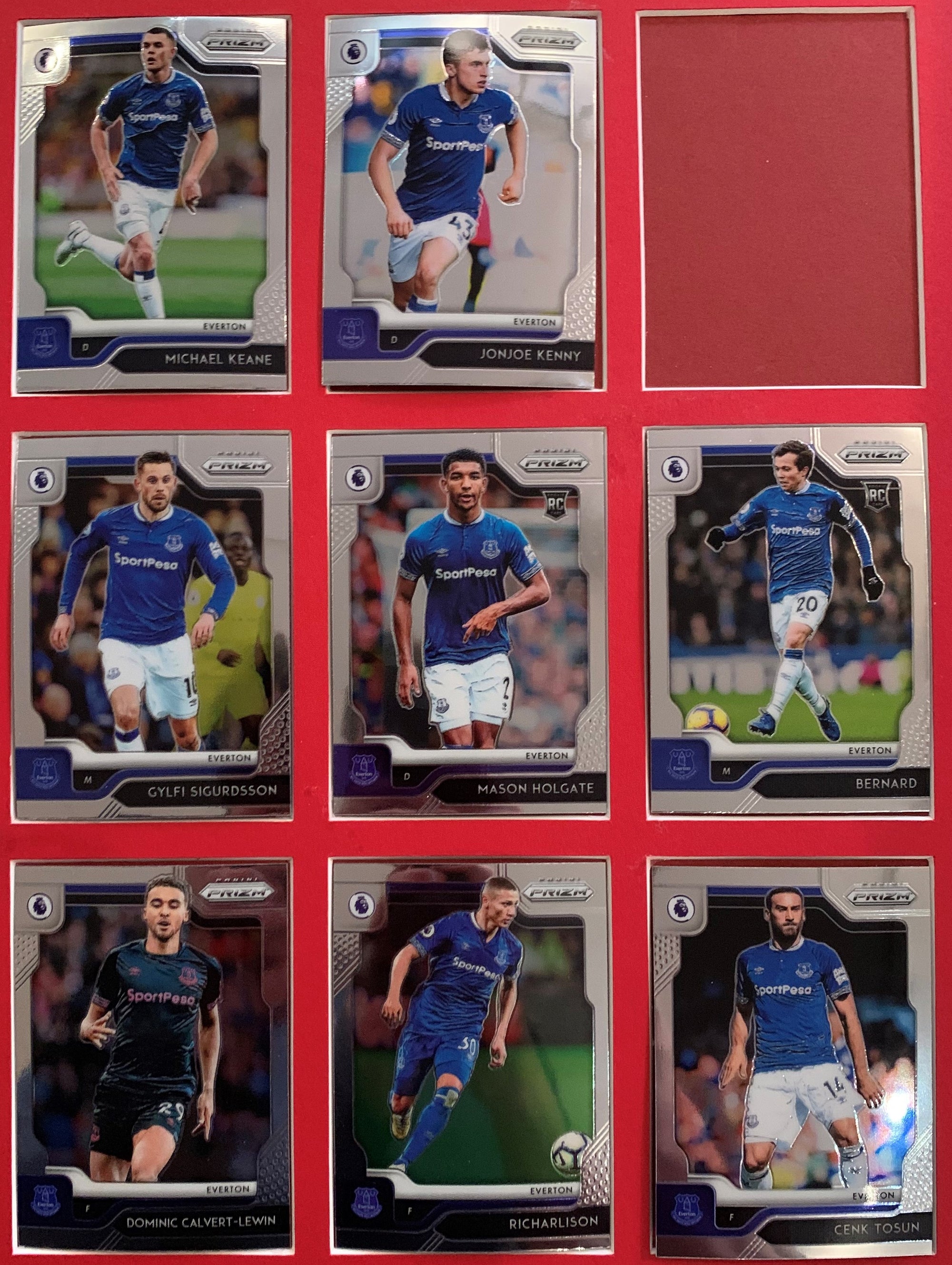 000. EVERTON  KOMPLETT SETT MED PANINI PRIZM PREMIER LEAGUE 2019/20